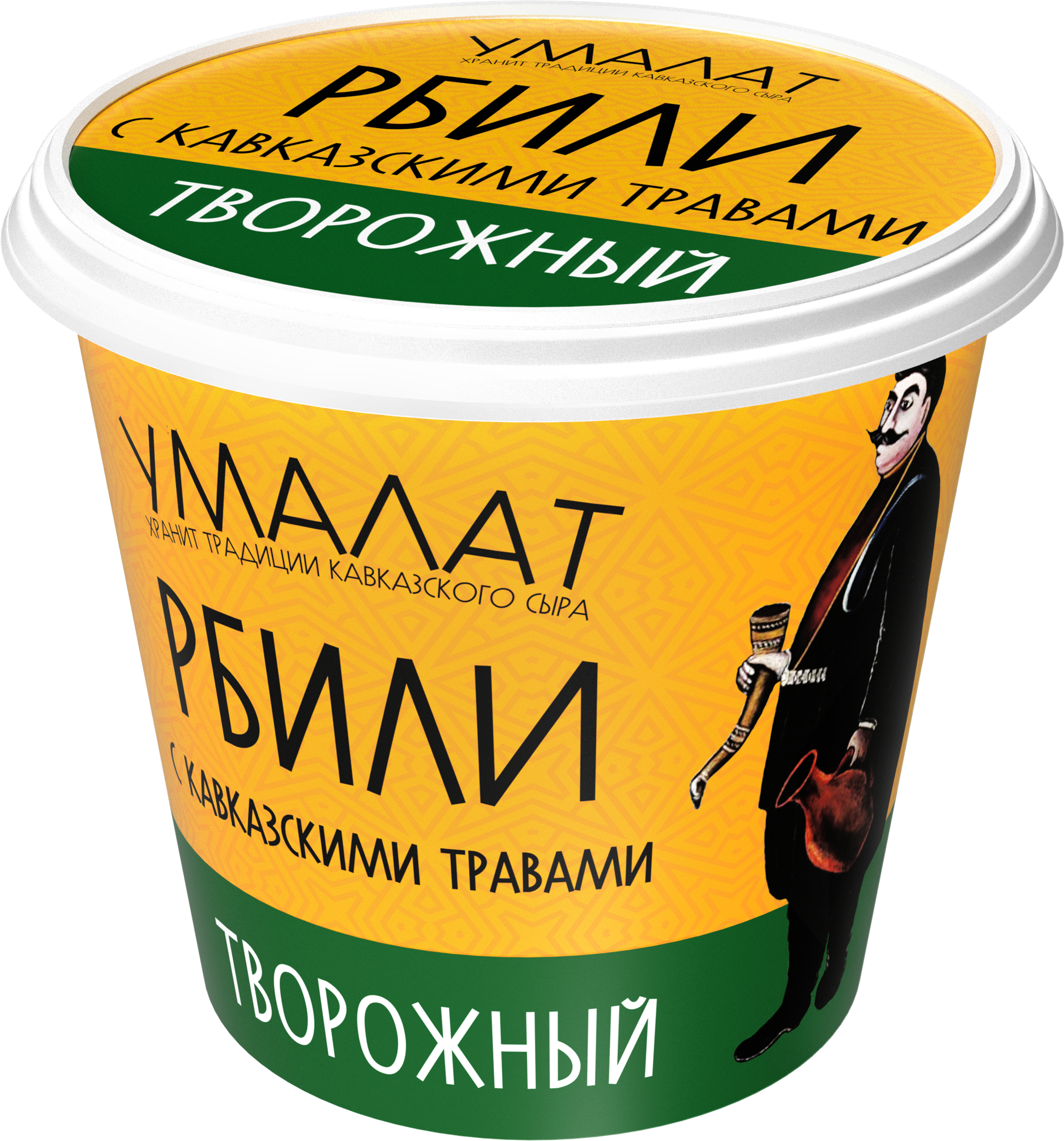 Изображение товара Творожный сыр УМАЛАТ Рбили с травами 60% 130г мягкий натуральный