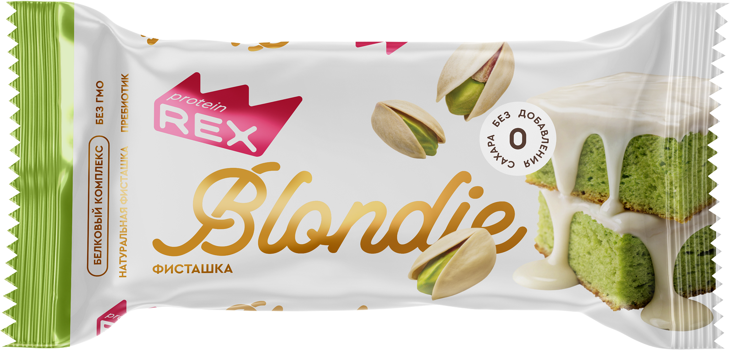 Изображение товара Пирожное протеиновое PROTEINREX Зеленый бисквит с фисташкой, 50г