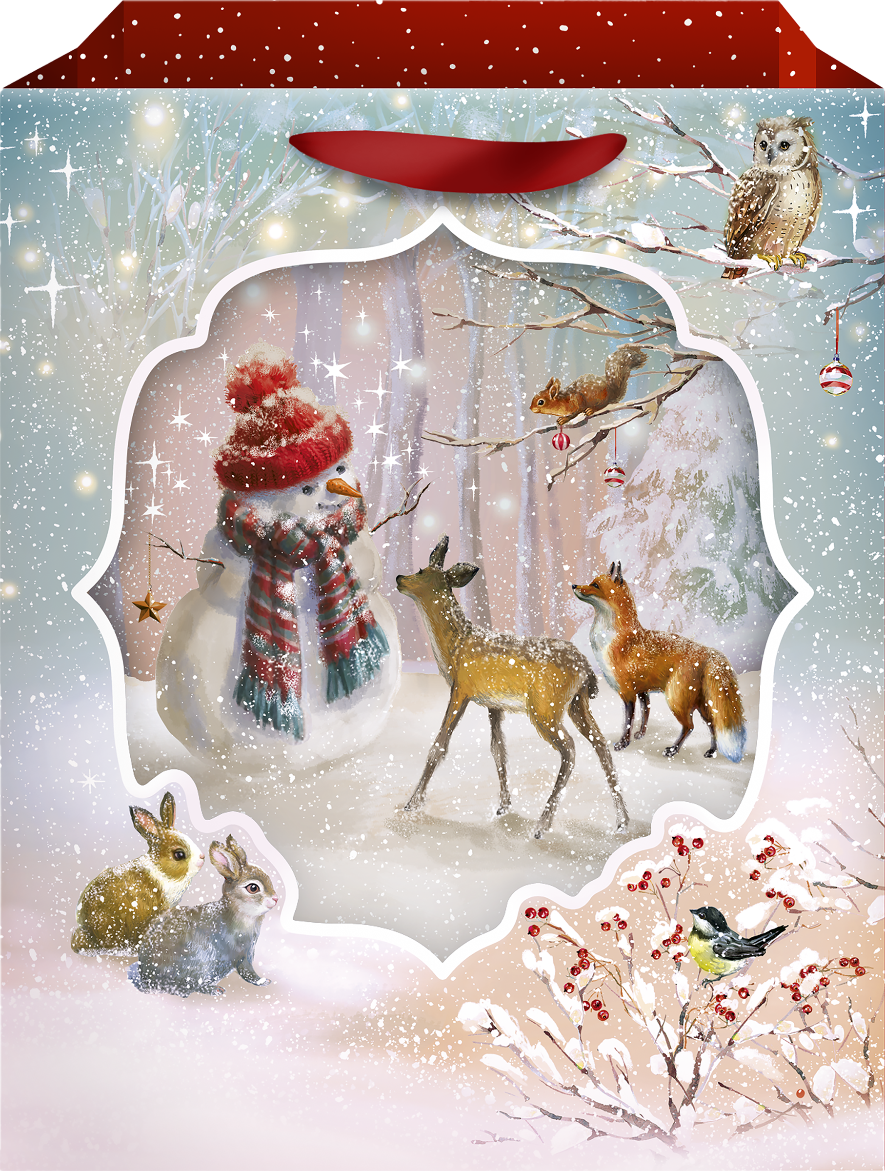 Изображение товара Пакет подарочный АРТ ДИЗАЙН AB Новогодний премиум с окошком 26х32 см