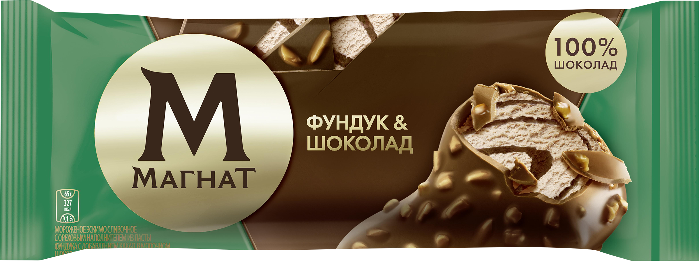 Изображение товара Мороженое МАГНАТ Фундук и шоколад сливочное эскимо 65г