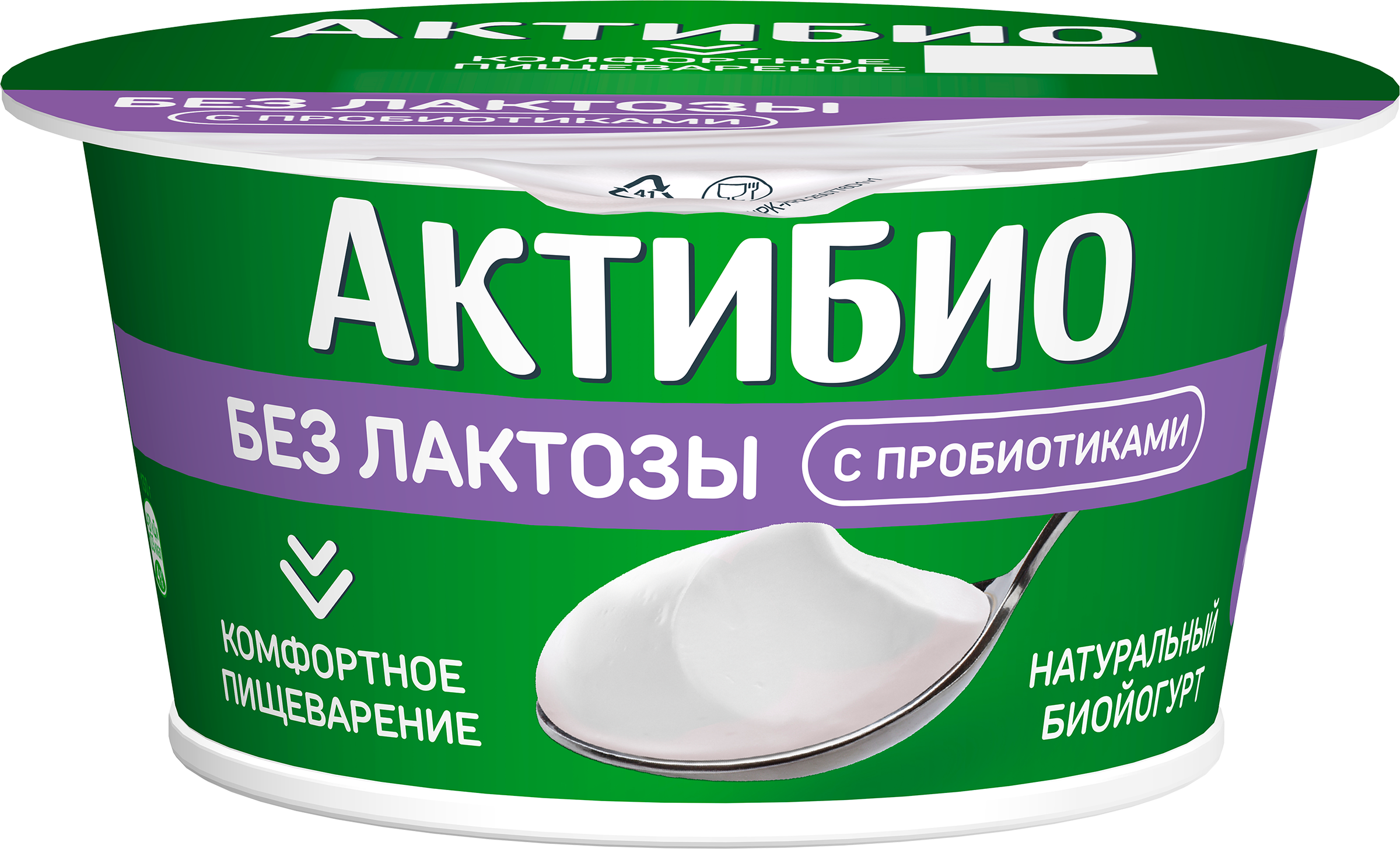 Изображение товара Йогурт АКТИБИО без лактозы 130г натуральный с бифидобактериями
