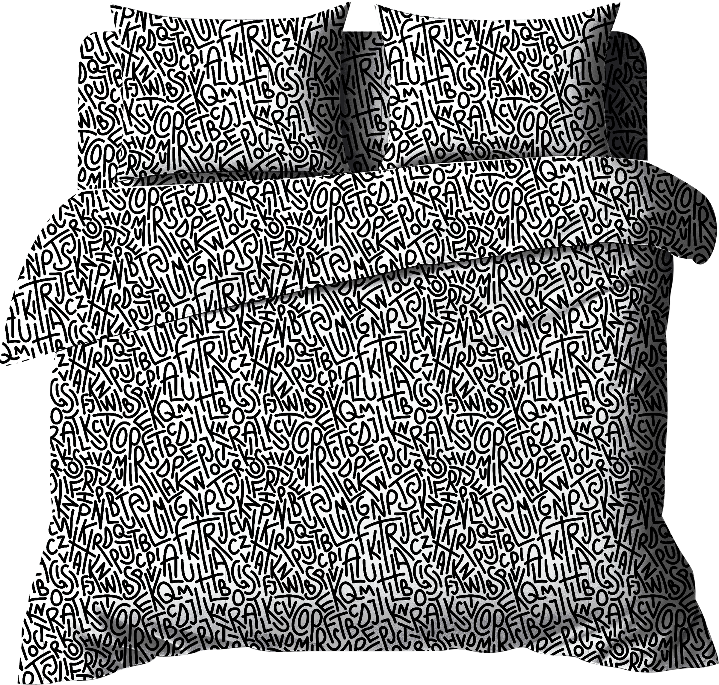 Изображение товара Комплект постельного белья Евро HOMECLUB Alphabets, цвет графит, поплин