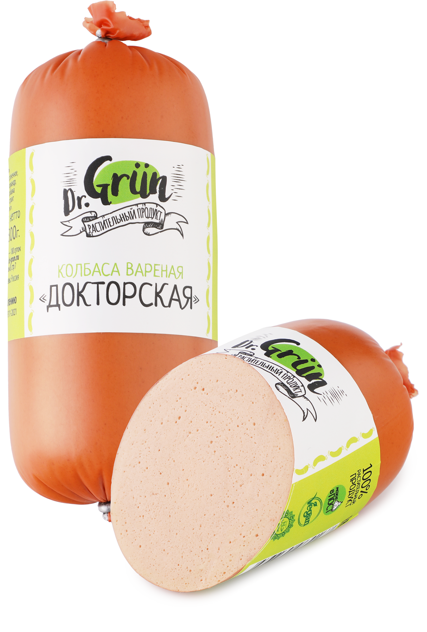 Изображение товара Вареная растительная колбаса DR.GRUN Докторская 300г