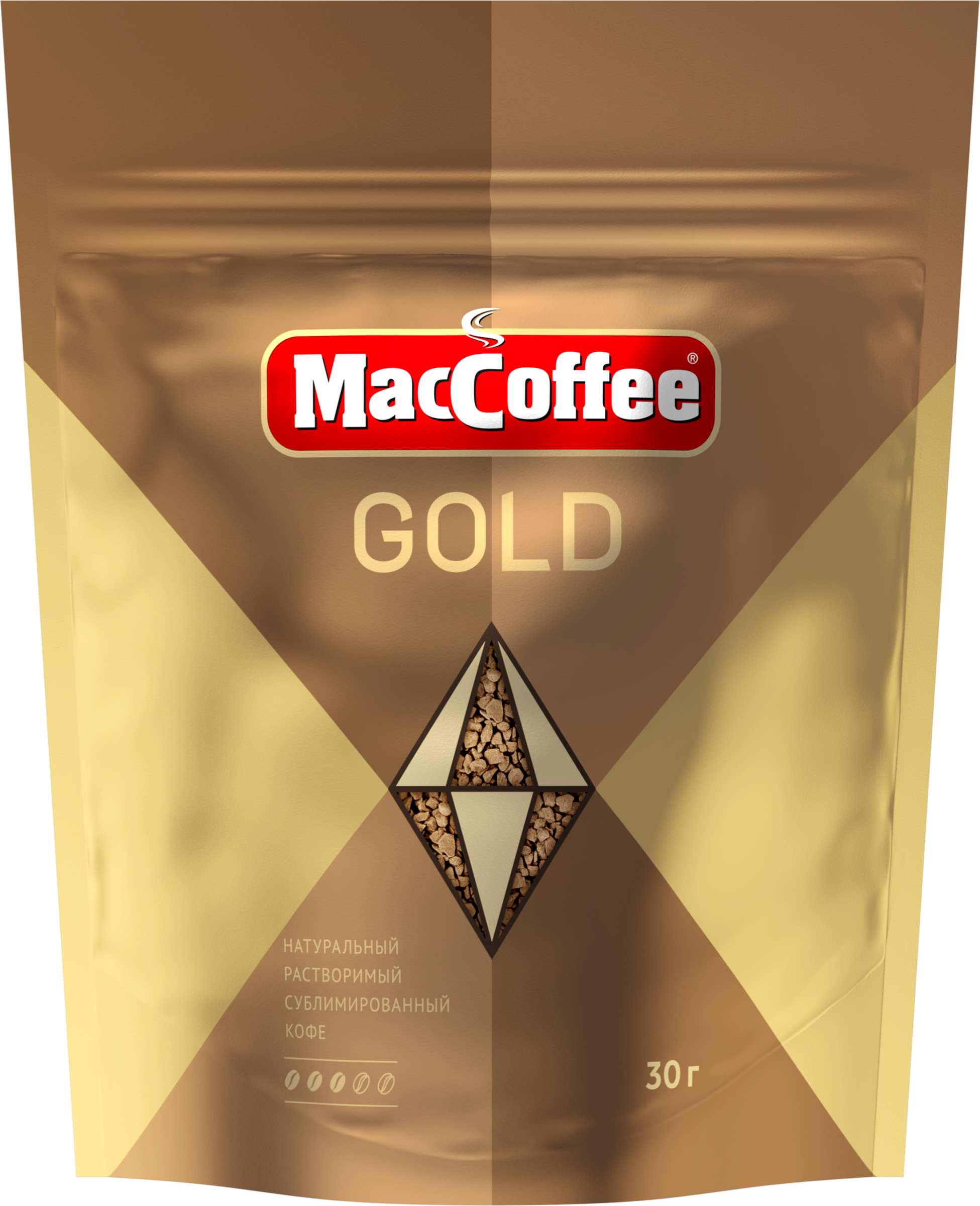Изображение товара Кофе растворимый MACCOFFEE Gold натуральный сублимированный, 30г