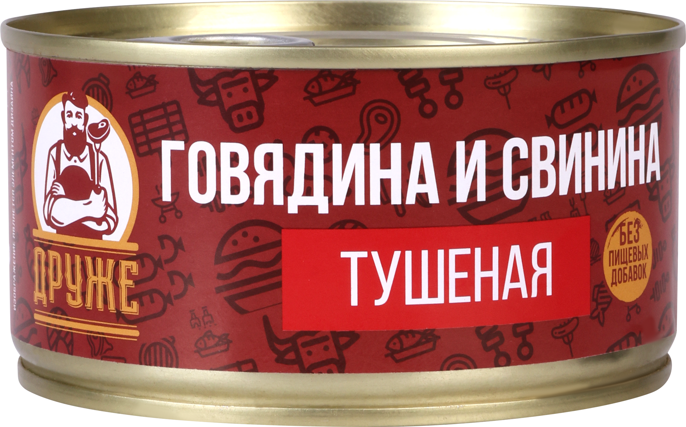 Изображение товара Мясо тушеное ДРУЖЕ говядина и свинина, кусковое, 325г