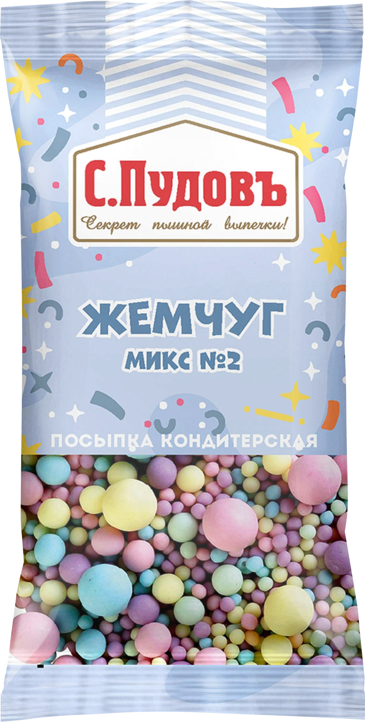 Изображение товара Посыпка кондитерская С.ПУДОВЪ Жемчуг Микс №2, 15г