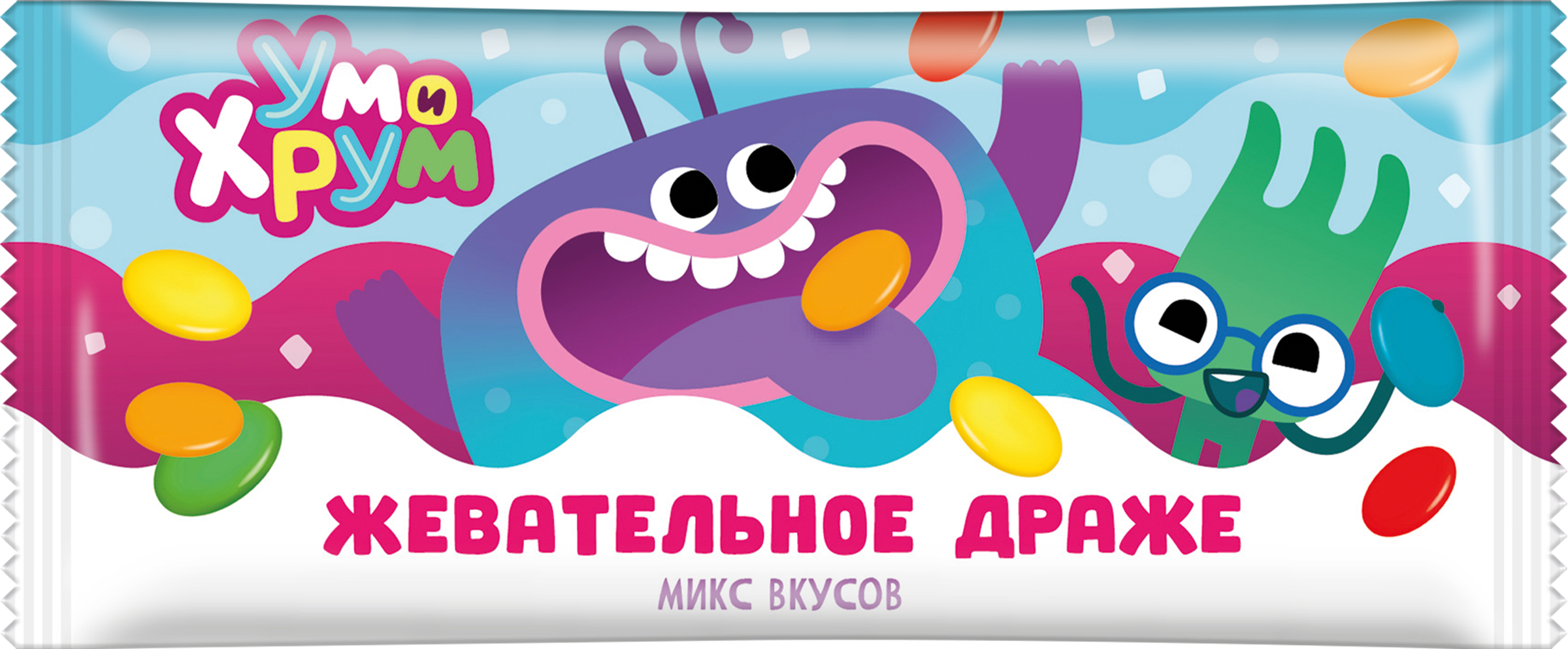 Изображение товара Драже жевательное КОНФИТРЕЙД Ум и хрум, клубника/голубика/яблоко/апельсин/лимон, 16г