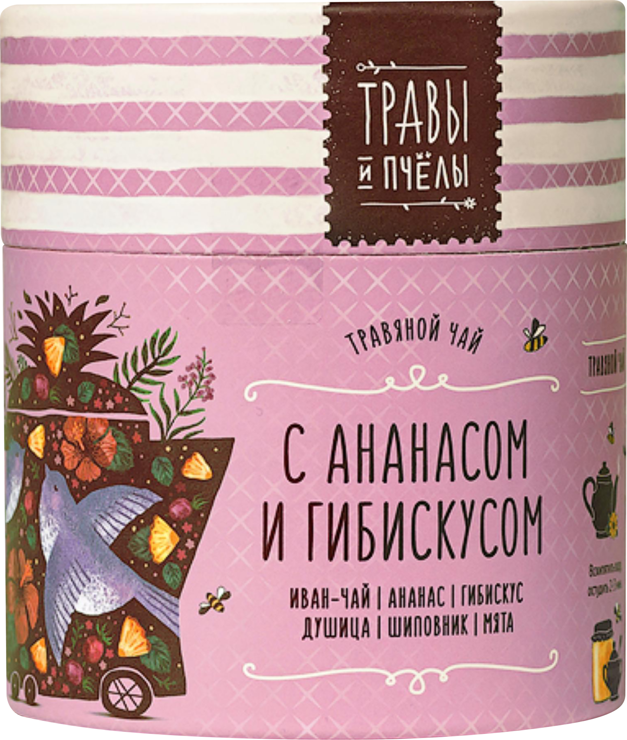 Изображение товара Чай травяной ТРАВЫ И ПЧЁЛЫ Фруктовый с ананасом и гибиcкусом, 40г