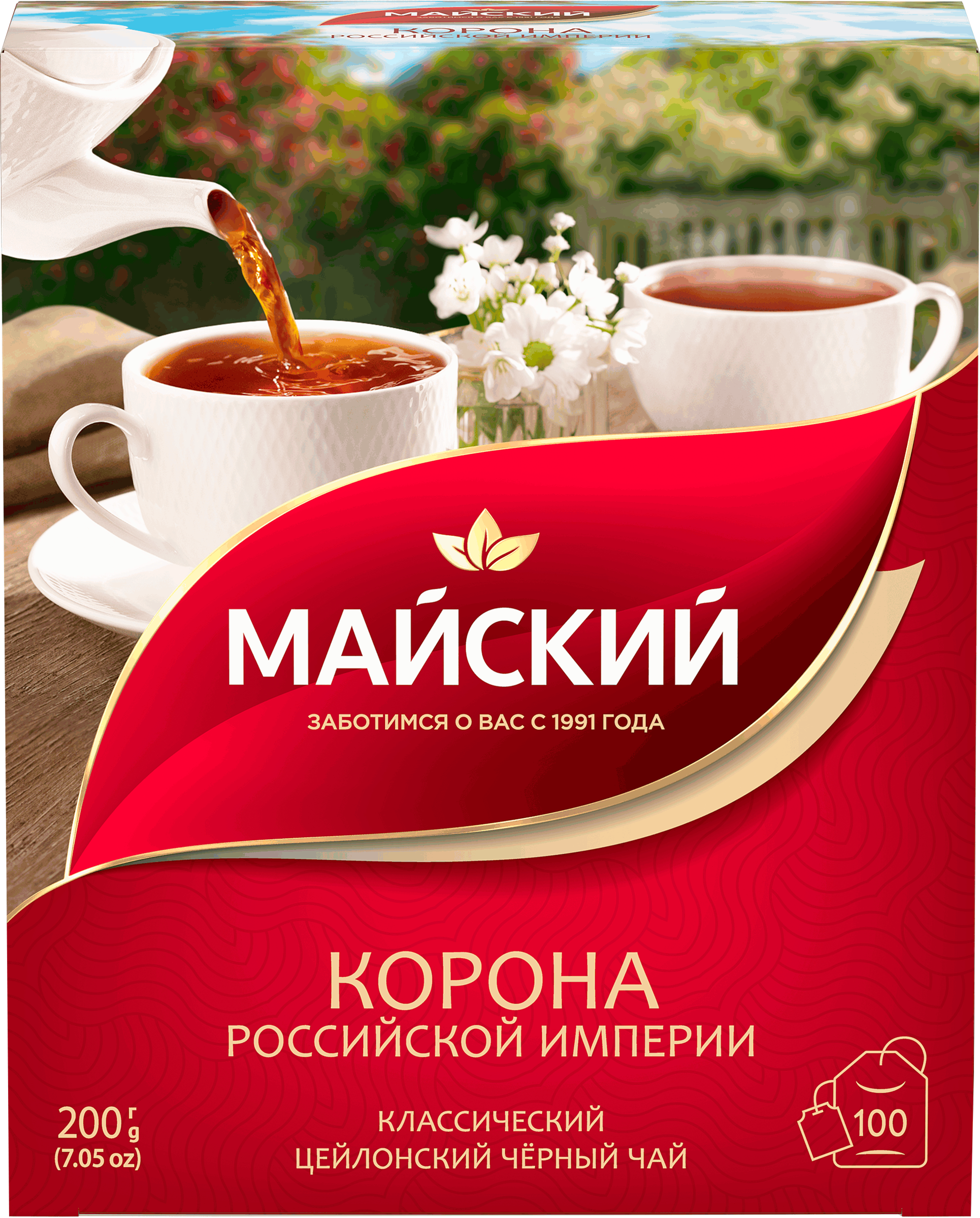 Изображение товара Черный чай МАЙСКИЙ Корона Российской империи 100 пакетиков Цейлонский крупнолистовой
