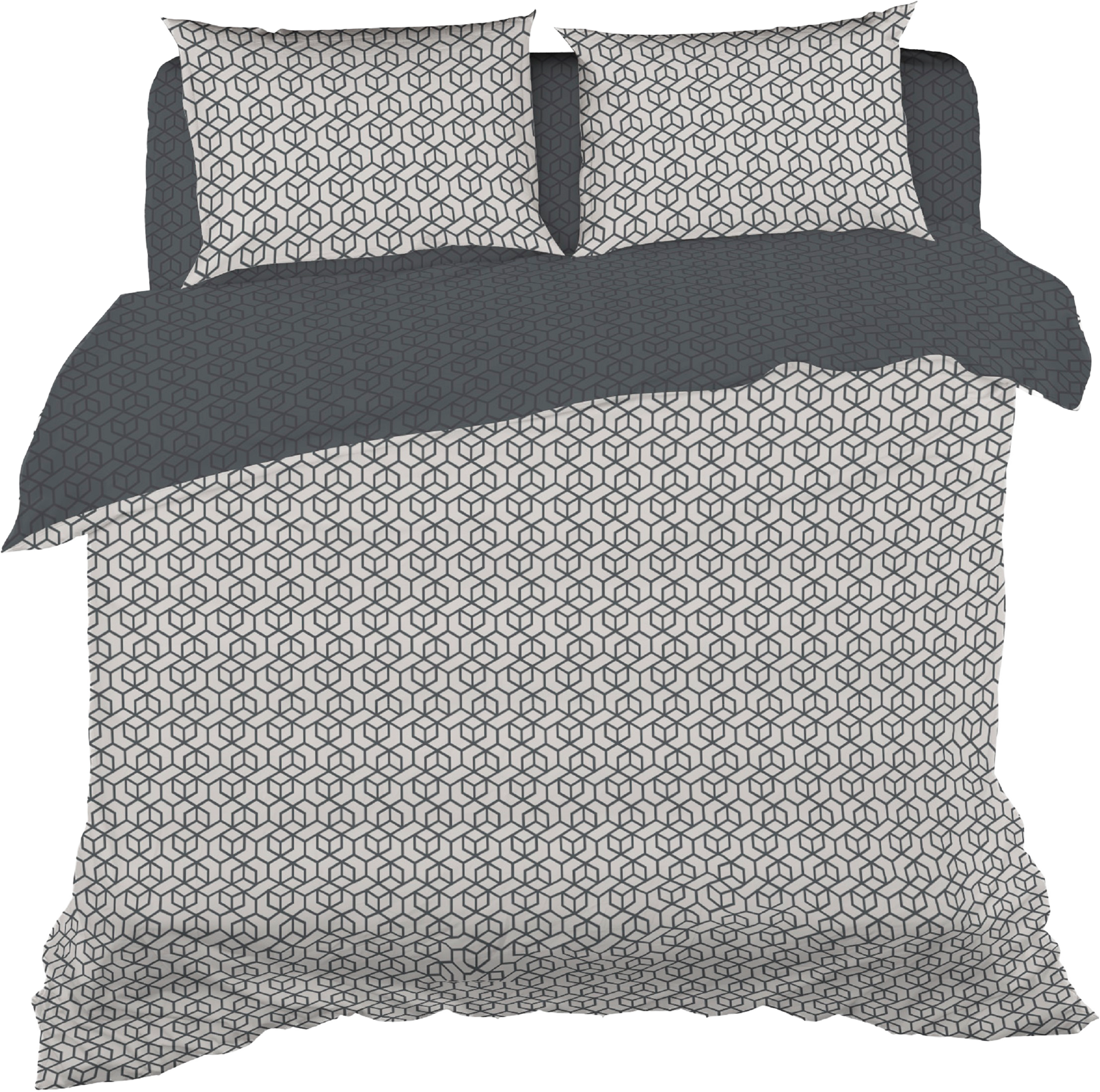Изображение товара Комплект постельного белья Евро HOMECLUB Gridle, цвет графит с рисунком, Арт. НССГРевро