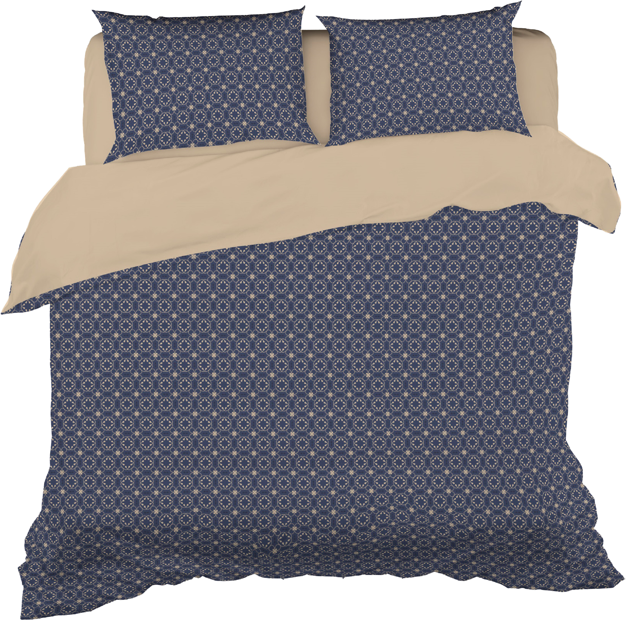 Изображение товара Комплект постельного белья Евро HOMECLUB Tessera с синим рисунком из сатина