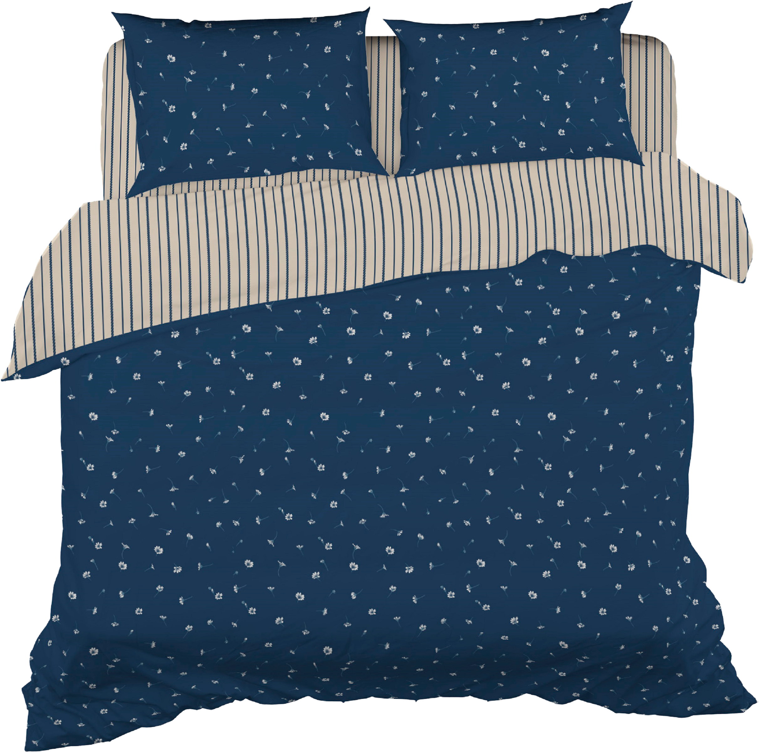 Изображение товара Комплект постельного белья евро HOMECLUB Cielina с синим рисунком цветы