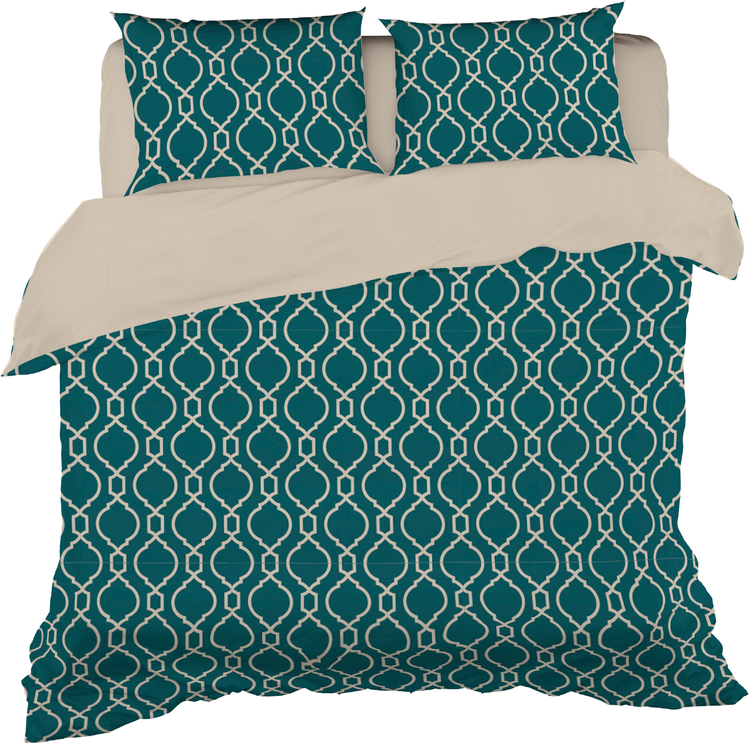 Изображение товара Комплект постельного белья Евро HOMECLUB Patterna зеленый с рисунком сатин 3 предмета