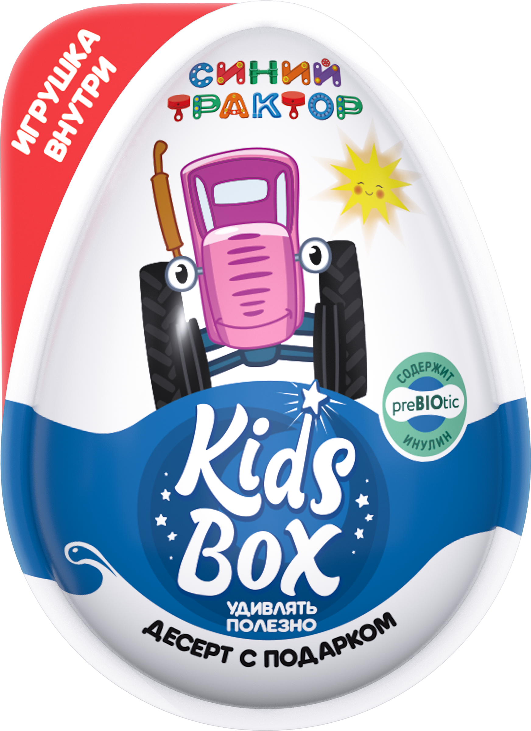 Изображение товара Десерт сахаристый KIDS BOX Синий Трактор, с подарком, 20г