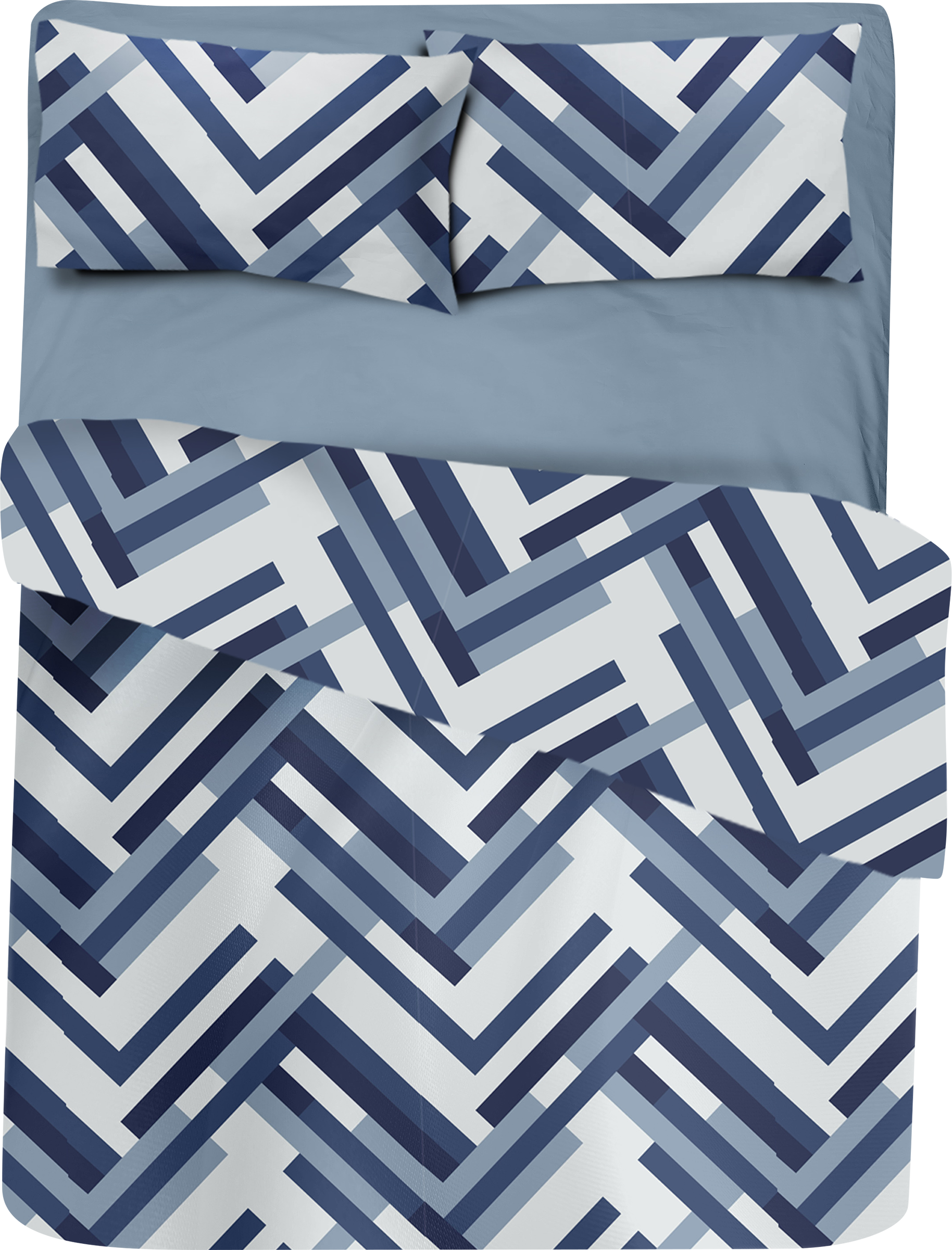 Изображение товара Комплект постельного белья 2-спальный HOMECLUB Lazur, синий рисунок, бязь