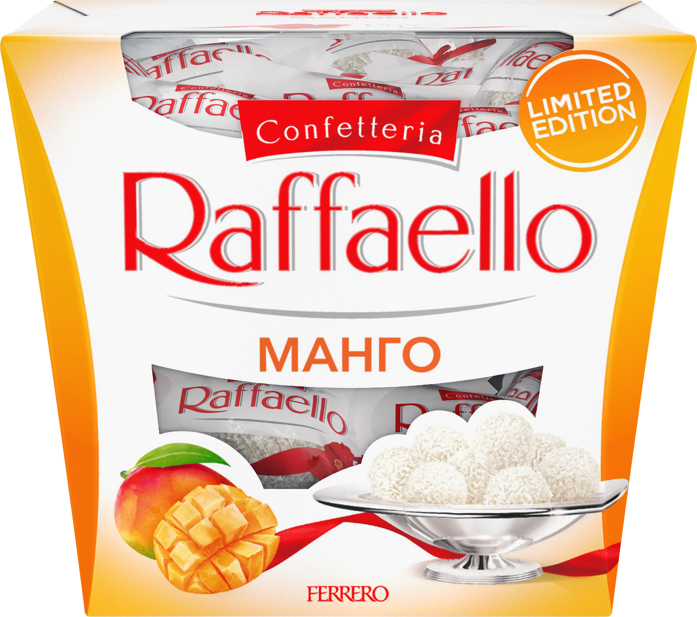 Изображение товара Конфеты RAFFAELLO с миндалем и манго, 130г вафельное лакомство