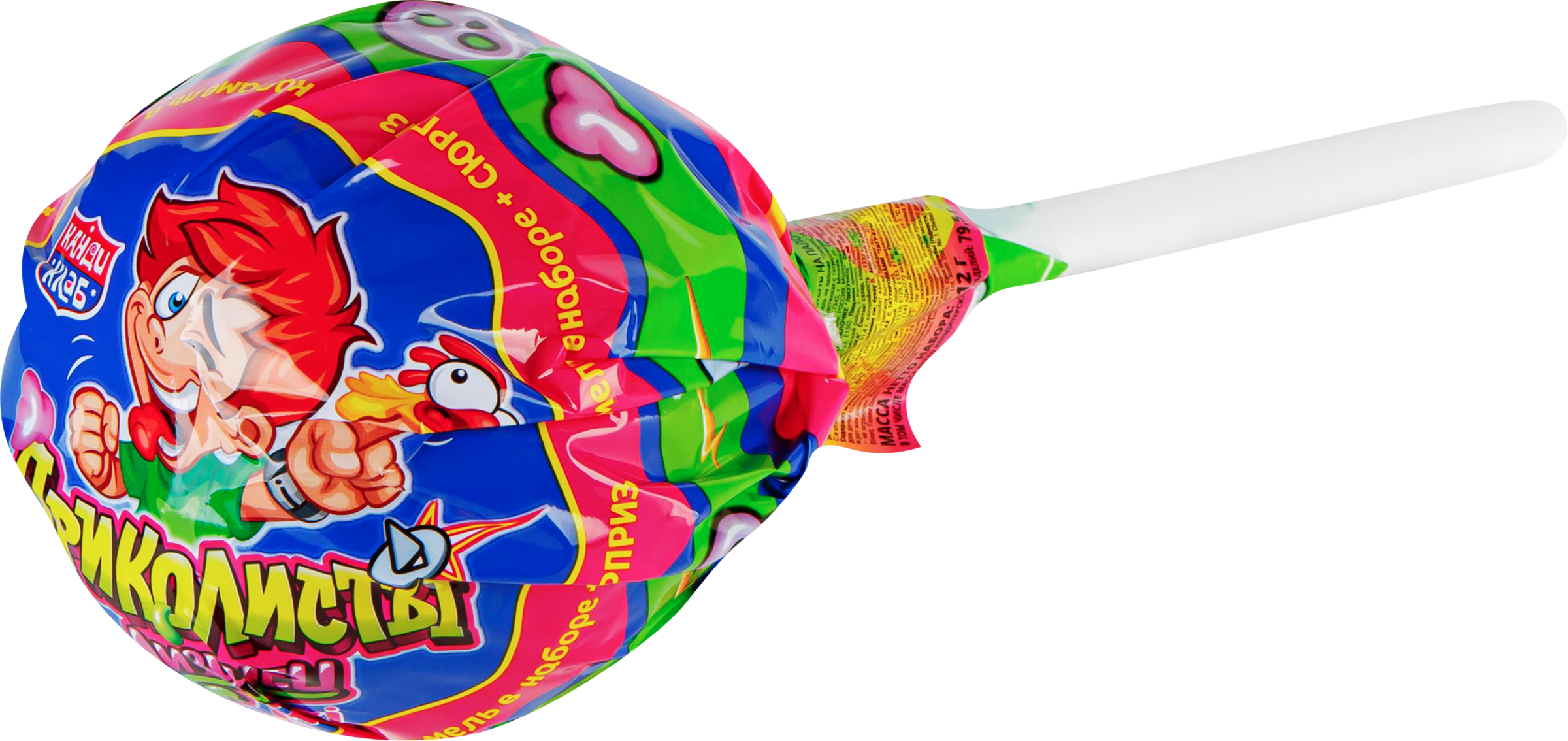 Изображение товара Карамель на палочке КАНДИ КЛАБ Лизунец Maxi Приколисты с подарком 112г яркое сладкое лакомство