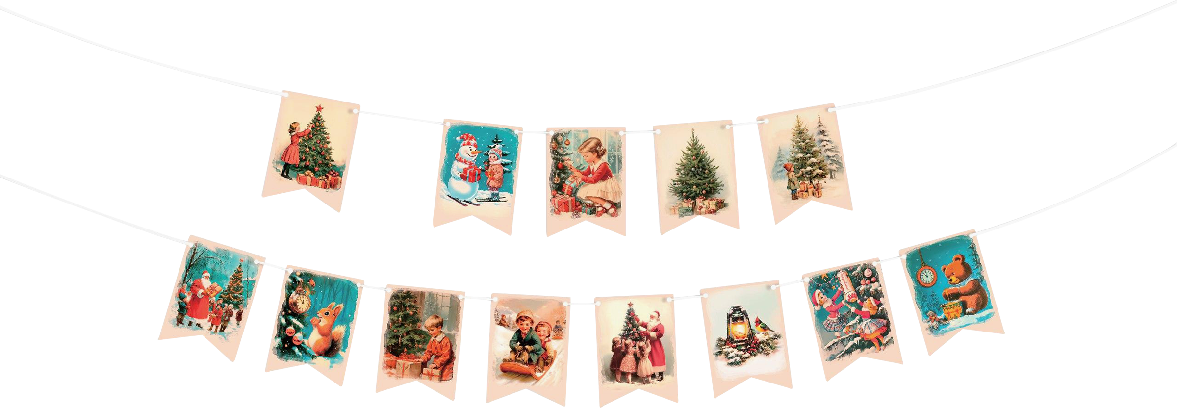 Изображение товара Гирлянда из бумажных флажков 2м для новогоднего декора CITY HOME TRADE