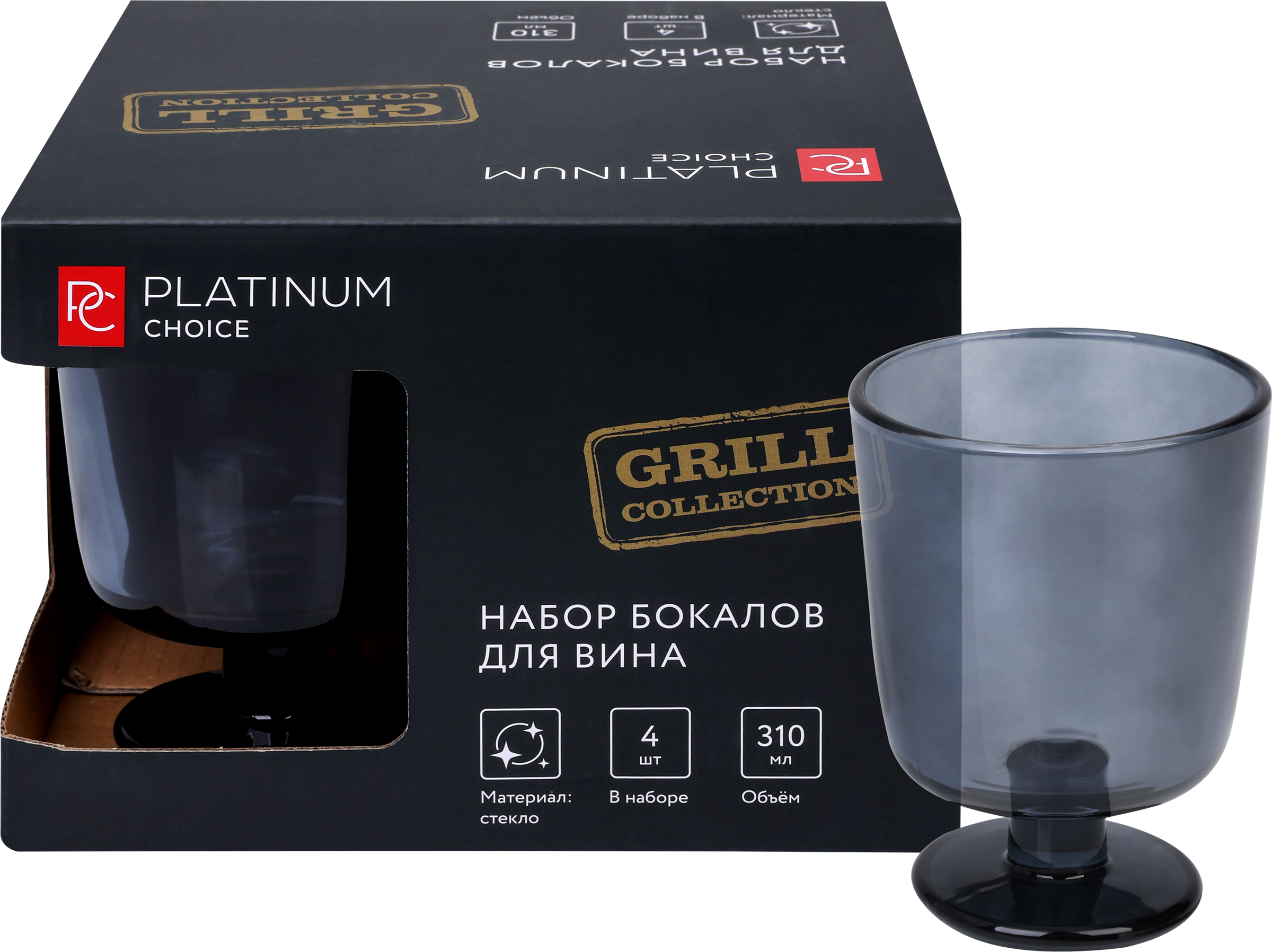 Изображение товара [Набор бокалов] PLATINUM CHOICE ELG-2 Piano black 310мл