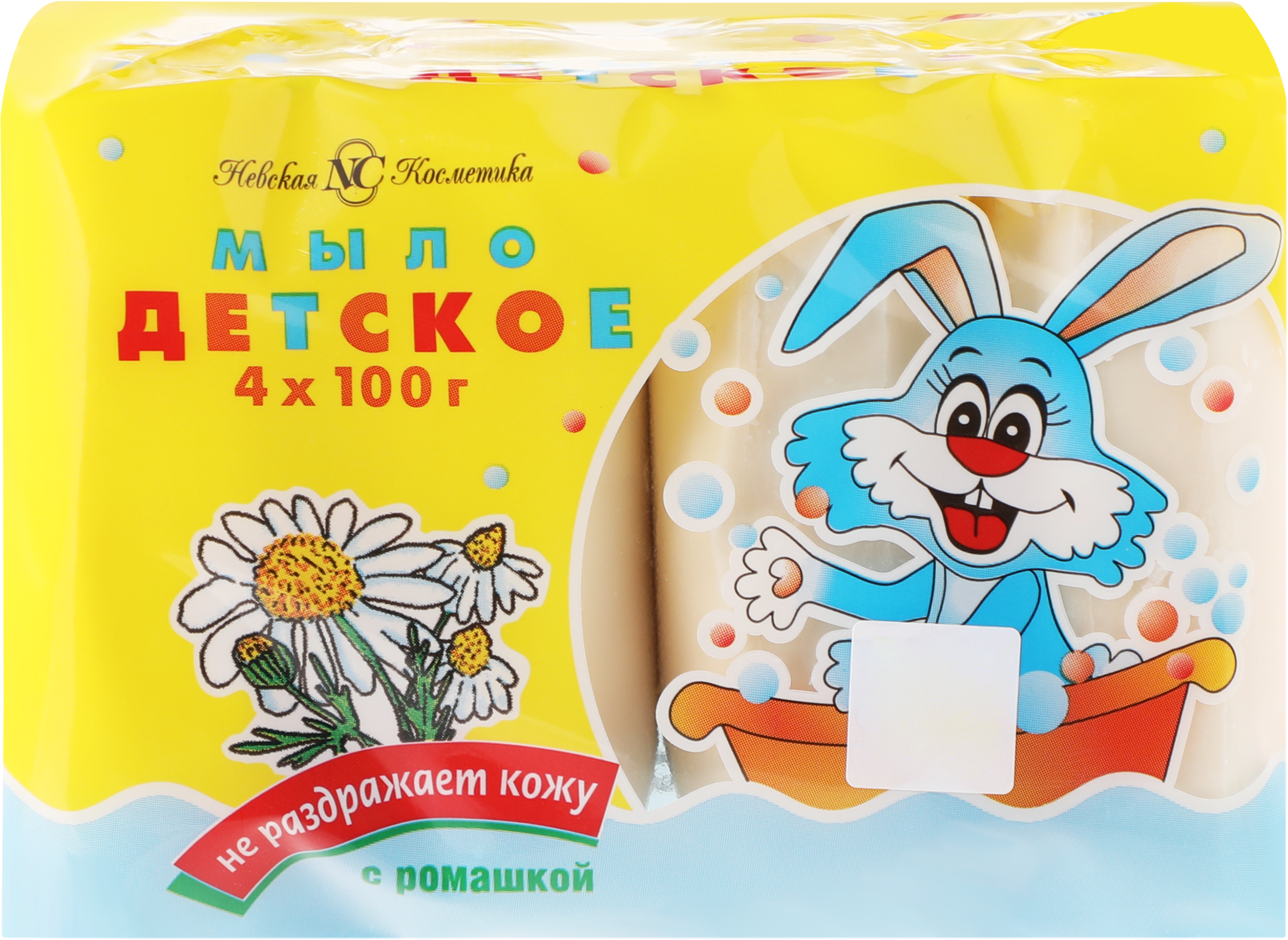 Изображение товара Мыло туалетное НЕВСКАЯ КОСМЕТИКА Детское с ромашкой 4 шт безопасное для чувствительной кожи