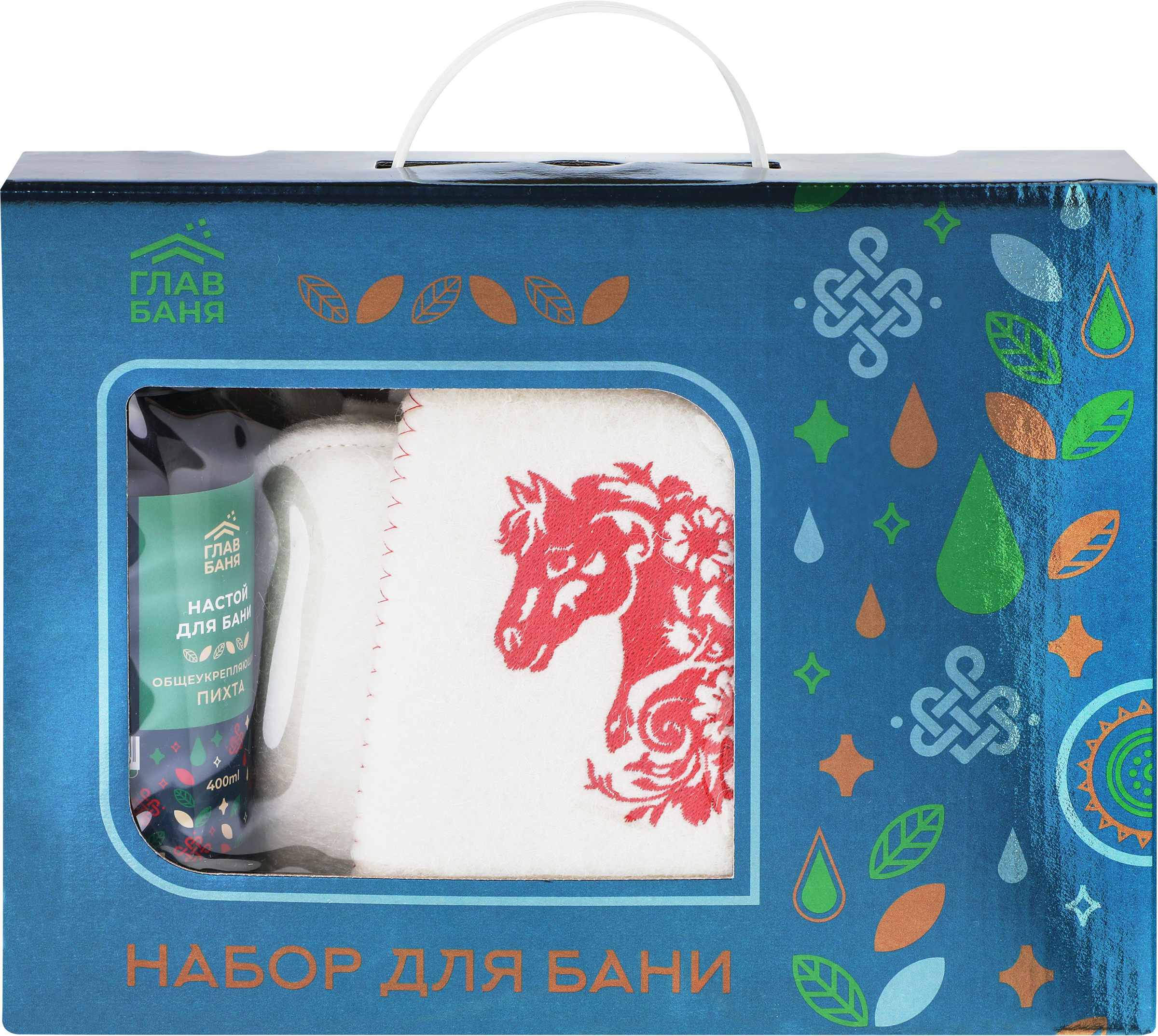 Изображение товара Набор для бани и сауны ГЛАВБАНЯ Красный конь с аксессуарами