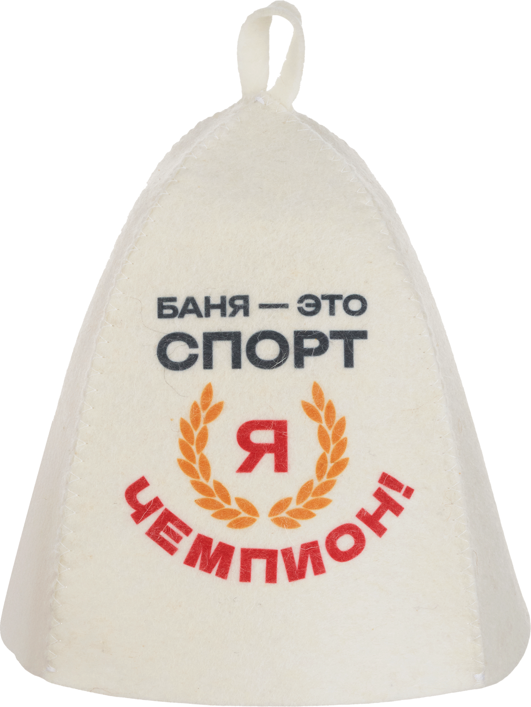 Изображение товара Мужская шапка для бани и сауны ГЛАВБАНЯ белый войлок с принтом