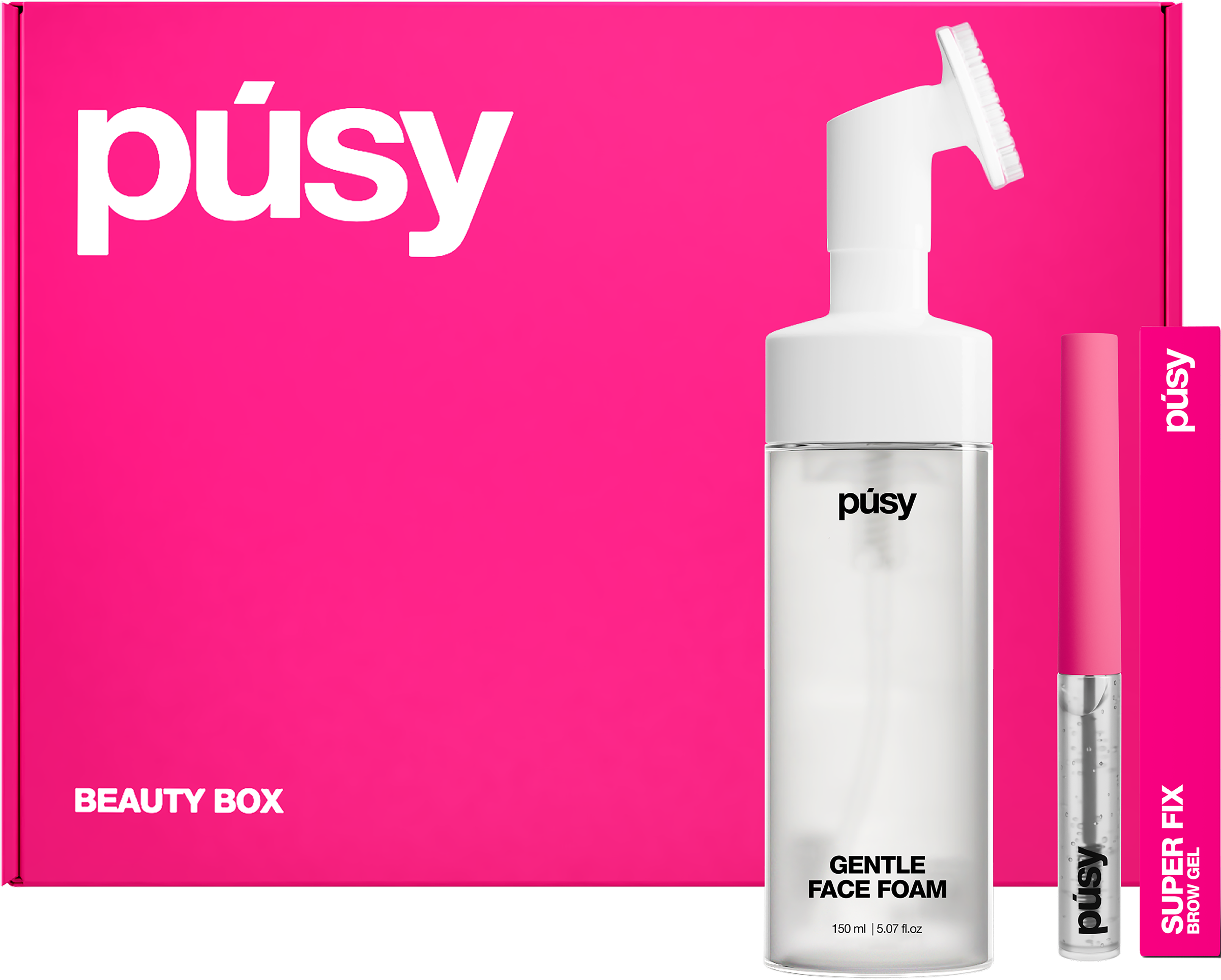 Изображение товара Подарочный набор PUSY Гель для бровей Super fix и пенка для умывания 155мл