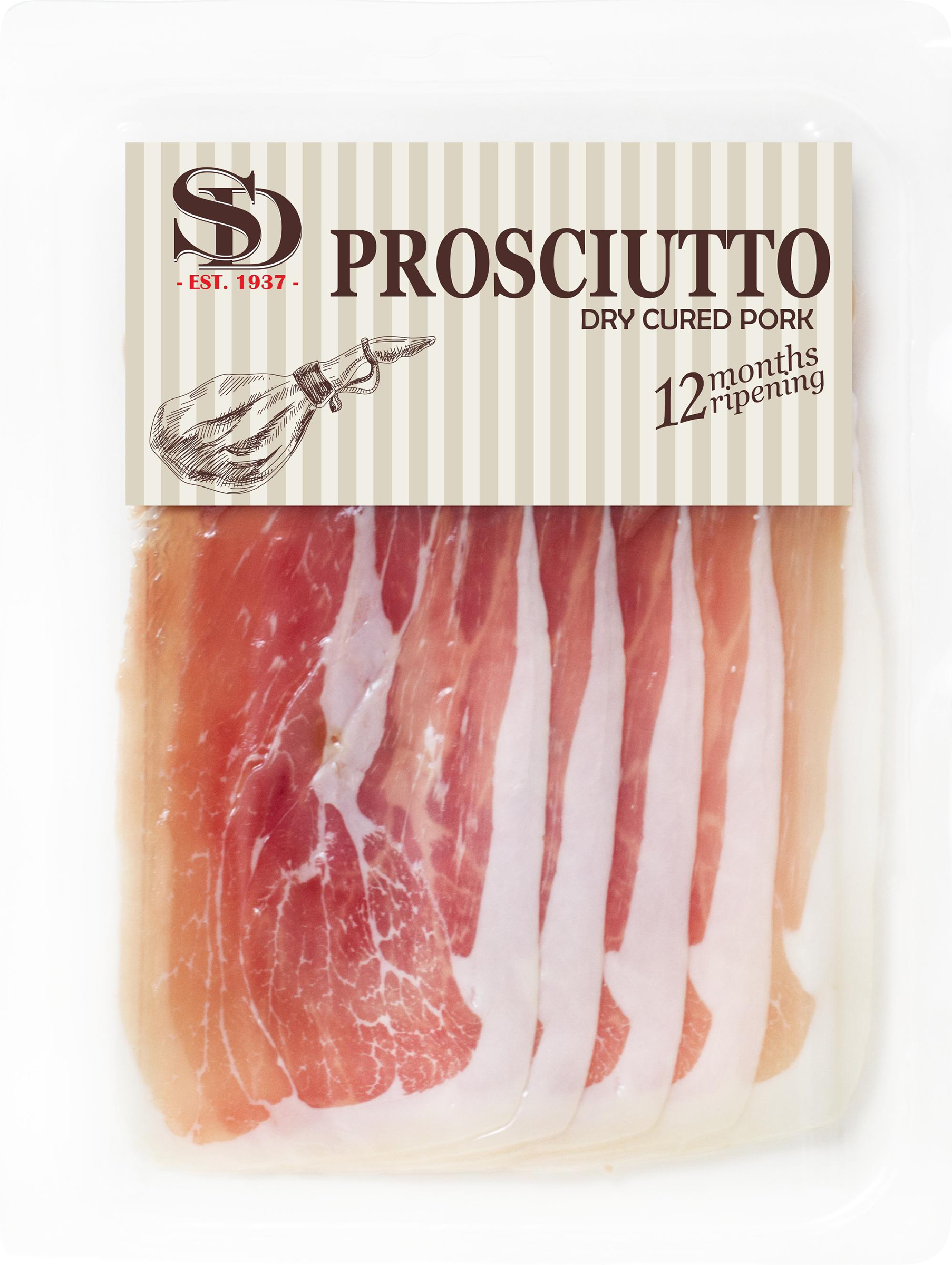 Изображение товара Прошутто сыровяленое SD свинина 50г нарезка деликатес из мяса