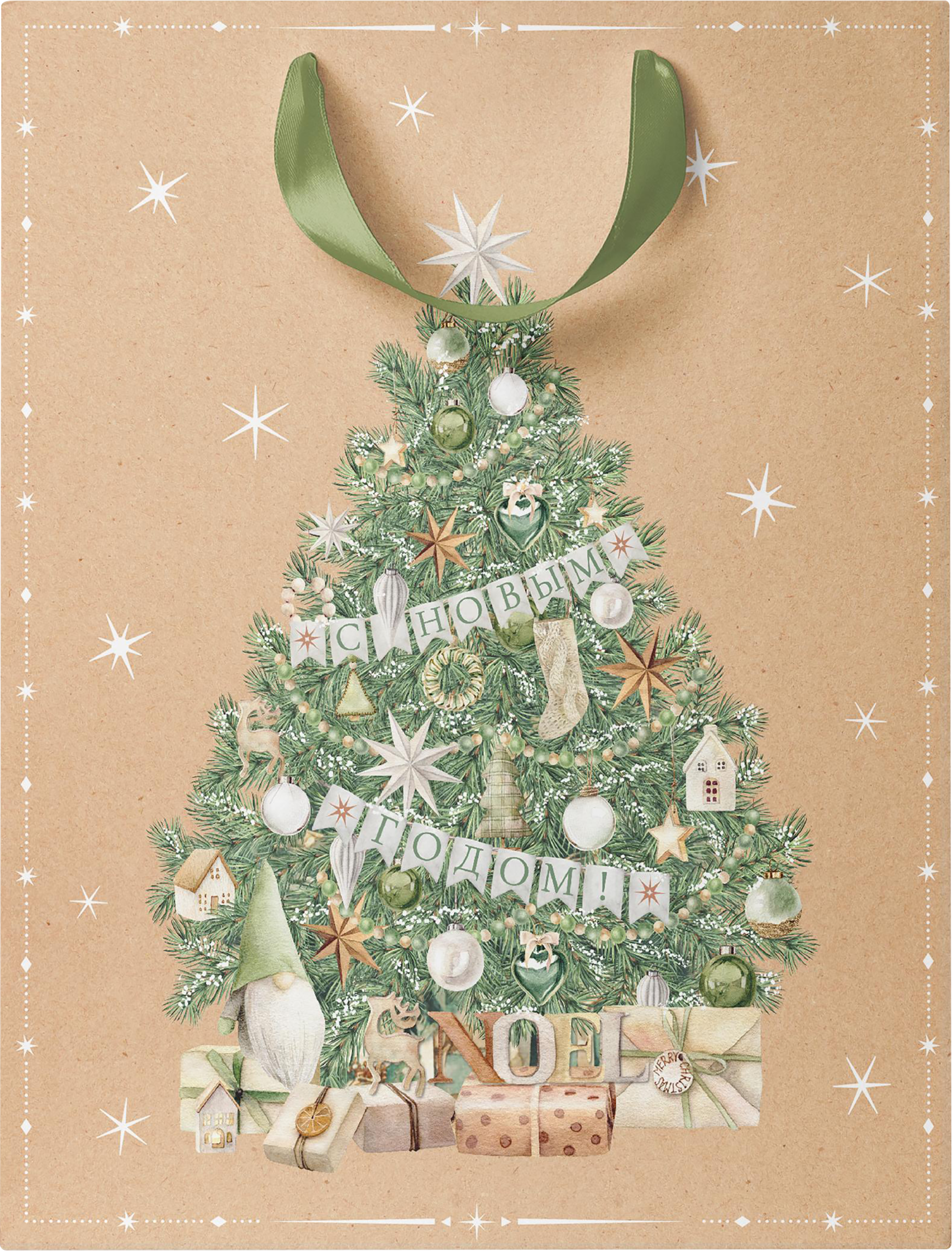Изображение товара Пакет подарочный CITY HOME TRADE Christmas Kraft 32х26х12см