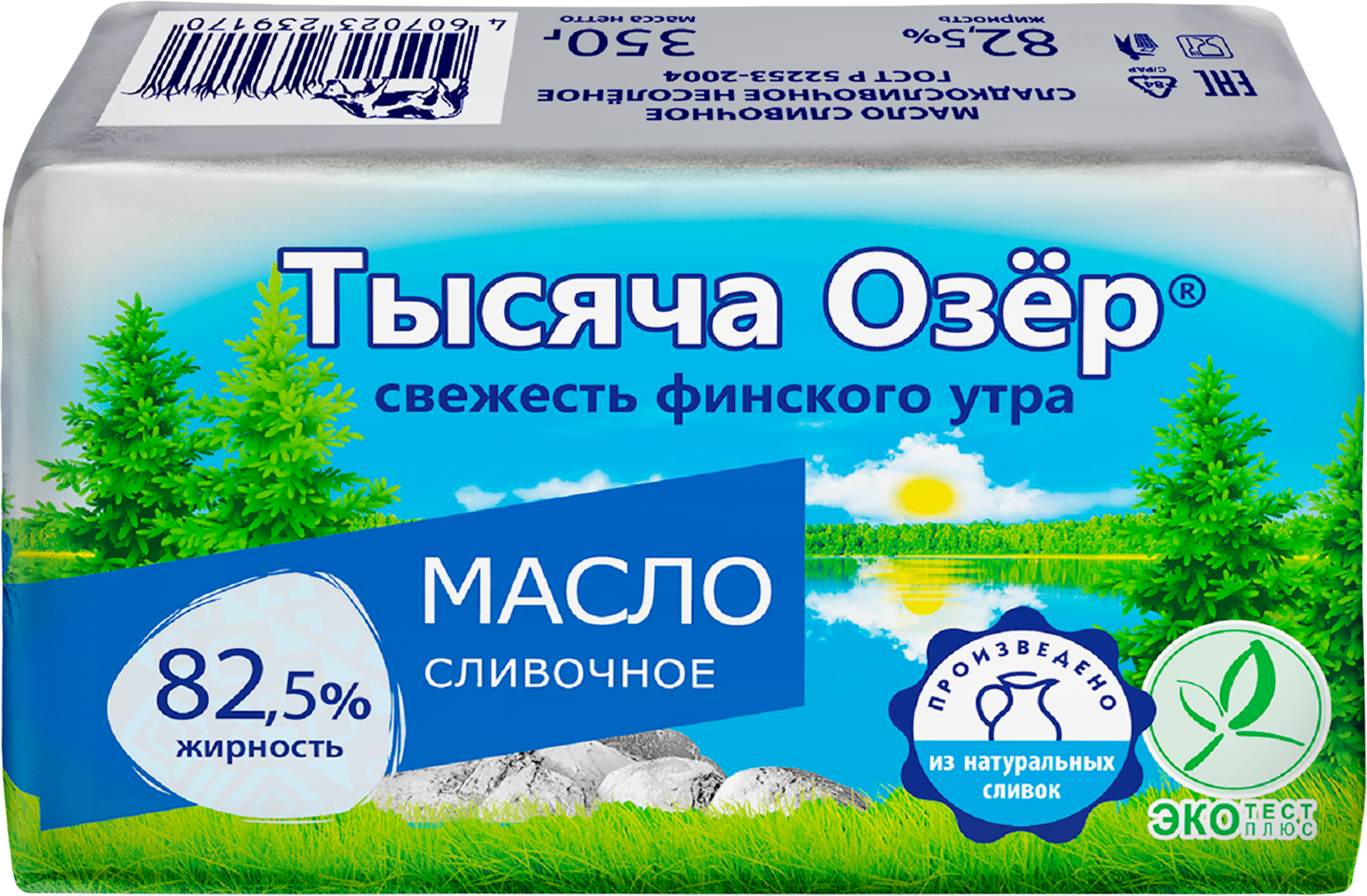 Изображение товара Масло сливочное ТЫСЯЧА ОЗЕР 82,5%, без змж, 350г