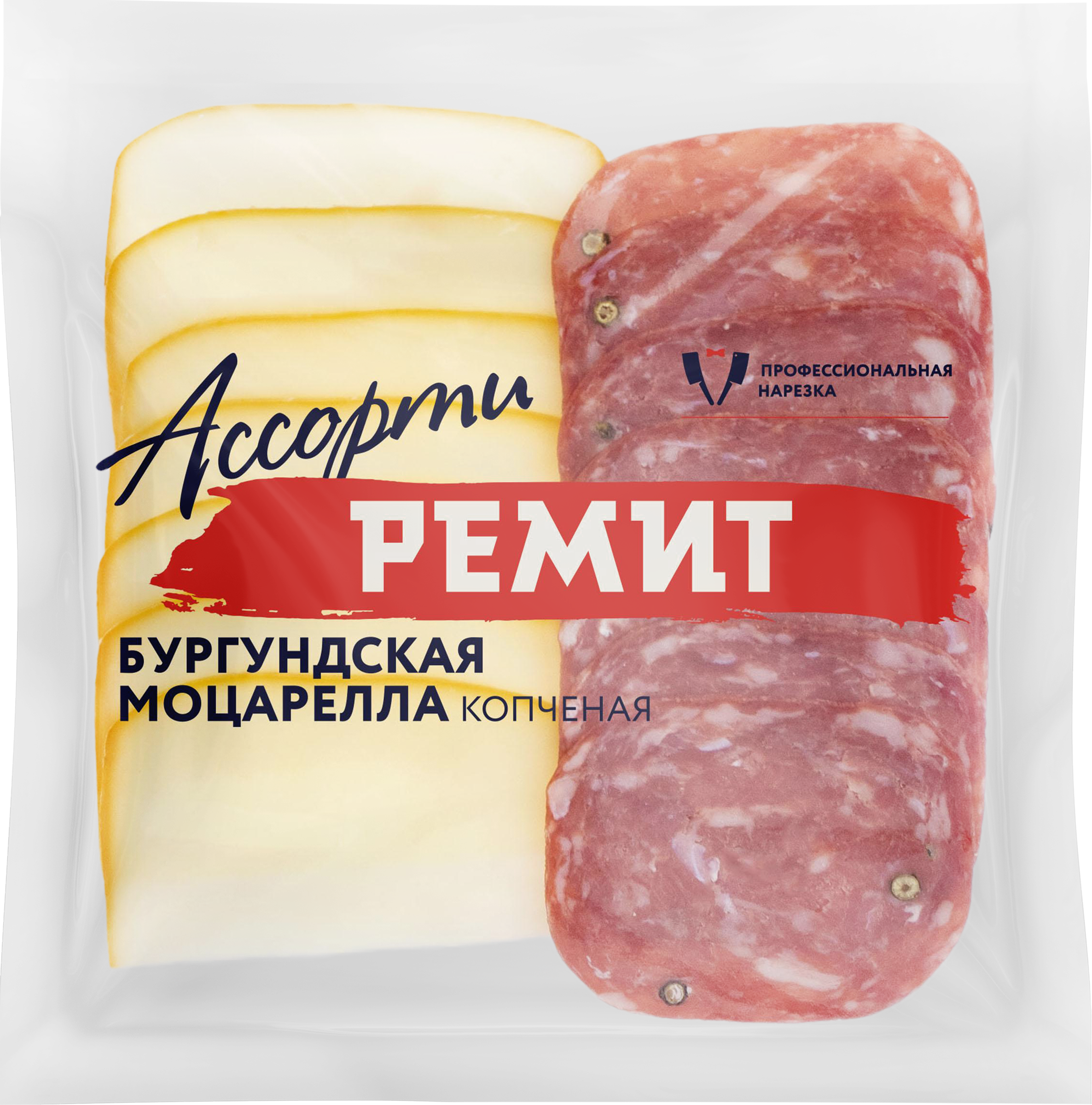 Изображение товара Ассорти колбаса сыровяленая и копченая моцарелла нарезка 100г