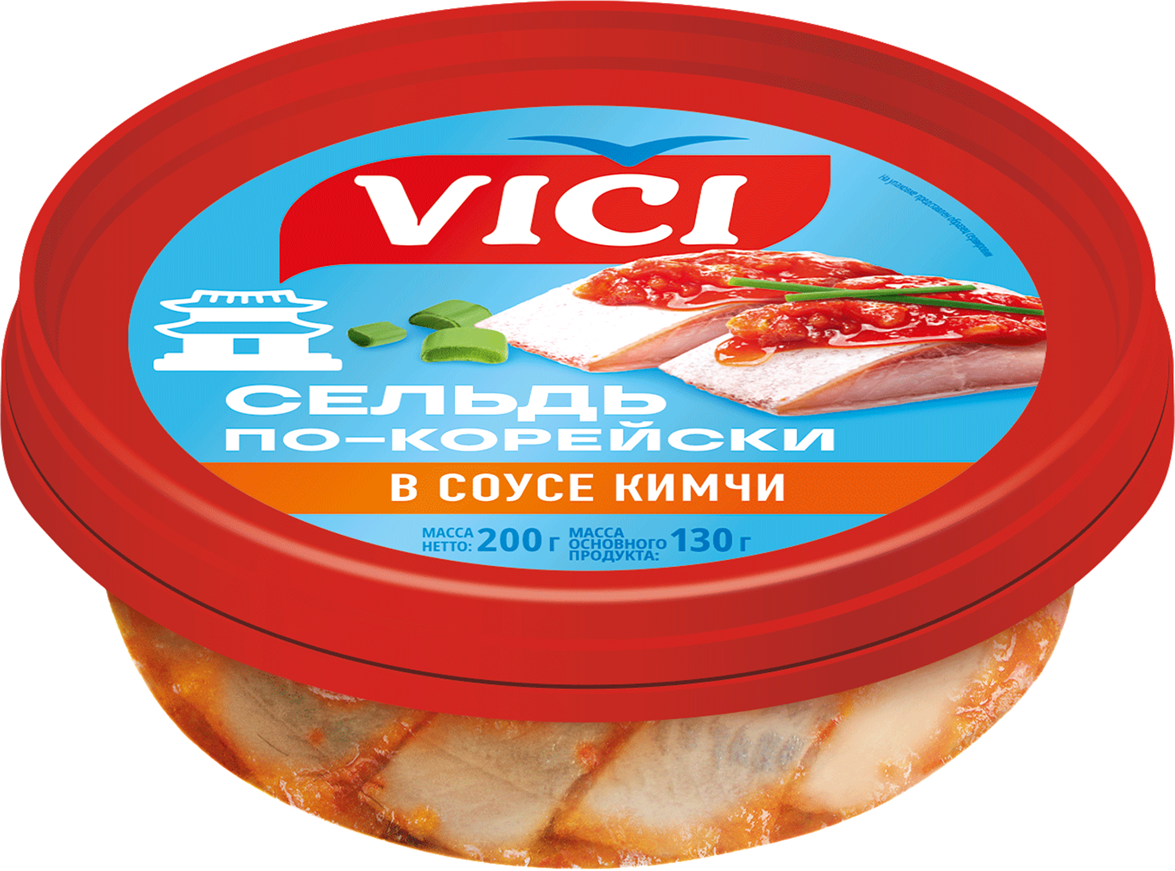 Изображение товара Сельдь VICI По-корейски в соусе кимчи, филе-кусочки, 200г