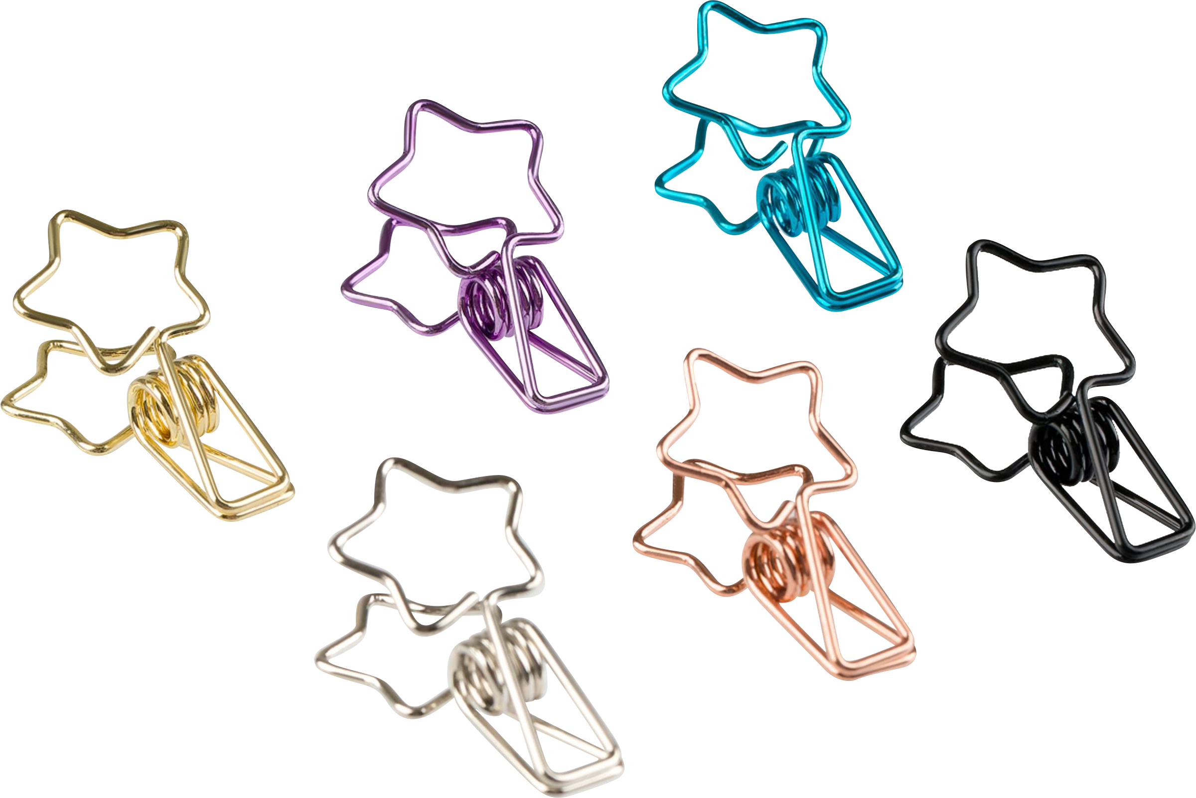 Изображение товара Зажимы для бумаг MESHU Shining Stars 3,3см, набор из 6 штук, стильные и прочные