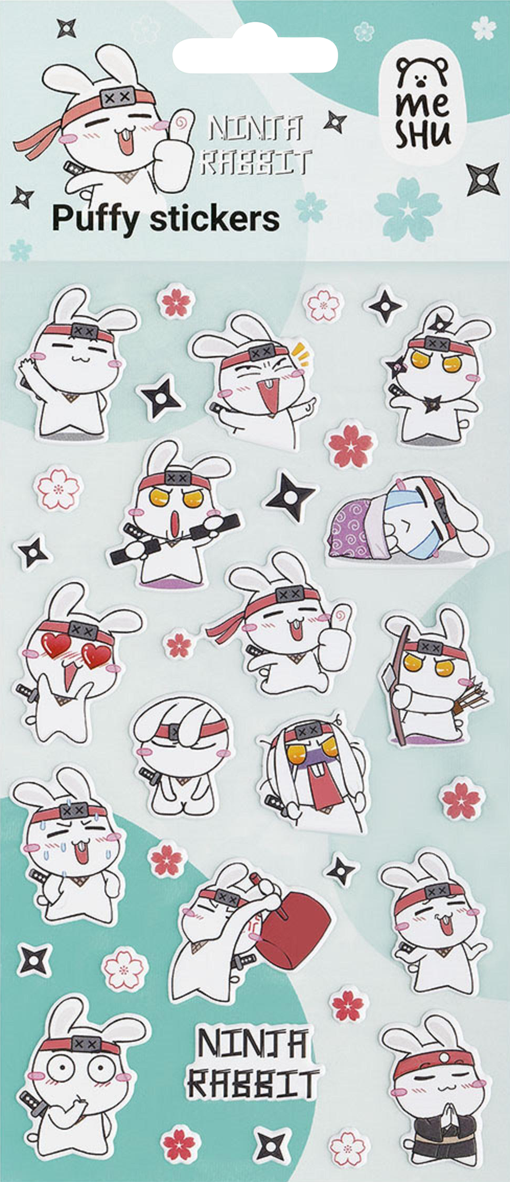 Изображение товара Объемные наклейки MESHU Ninja Rabbit 10х23 см для украшения