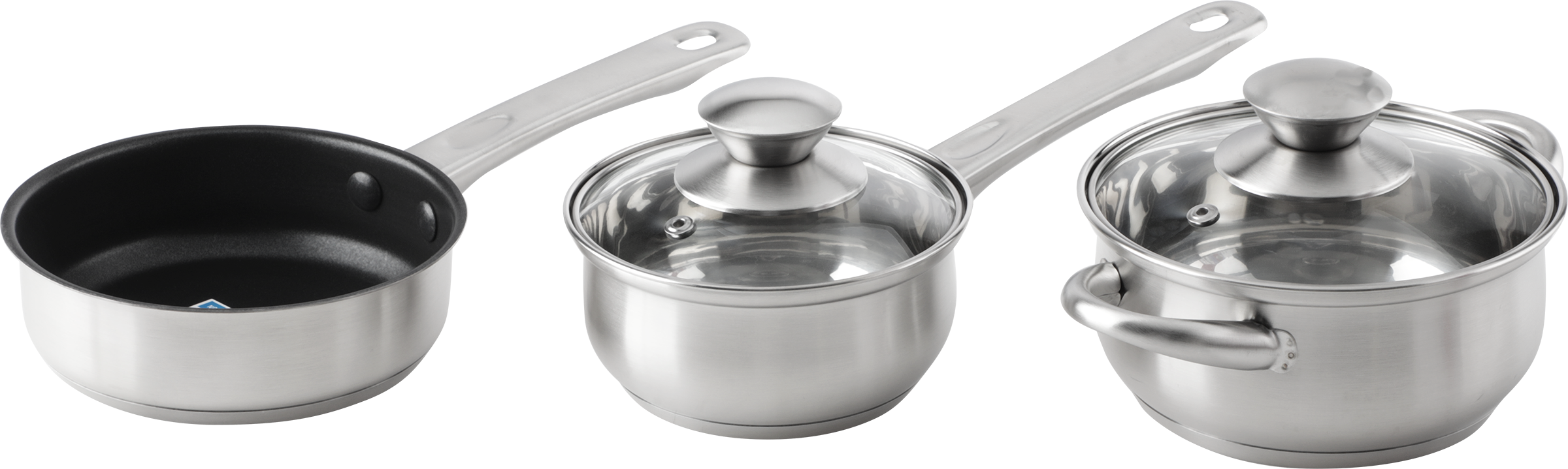 Изображение товара Набор посуды ATTRIBUTE кастрюли 0.8л и 0.5л, сковорода 14см для индукционных плит