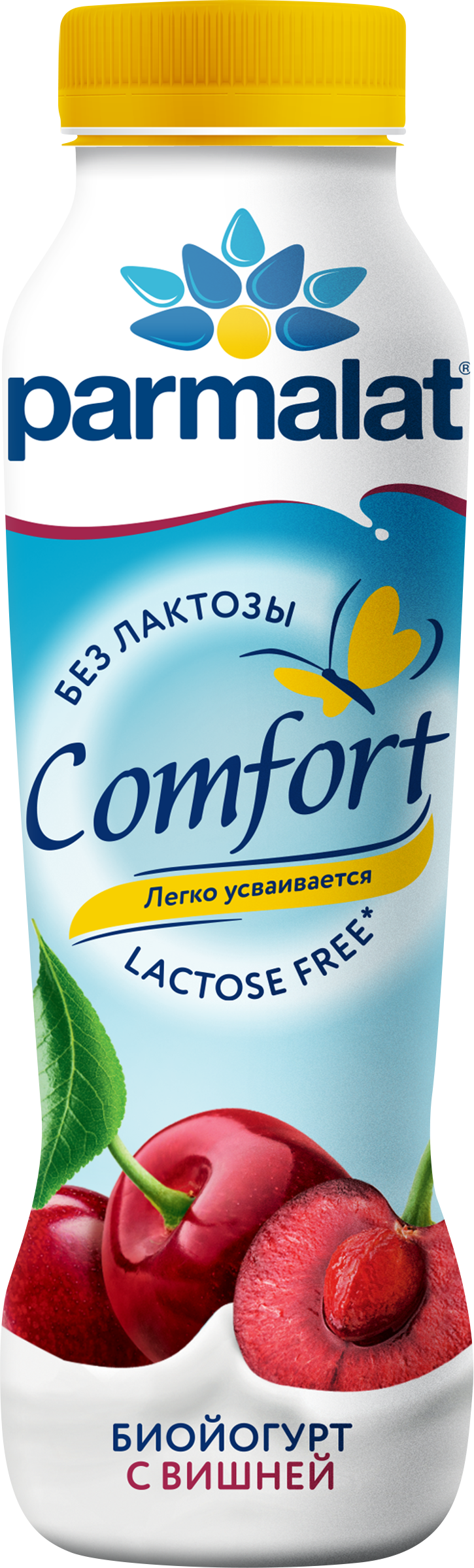 Изображение товара Йогурт питьевой PARMALAT Comfort с вишней 1,5%, безлактозный, 290г