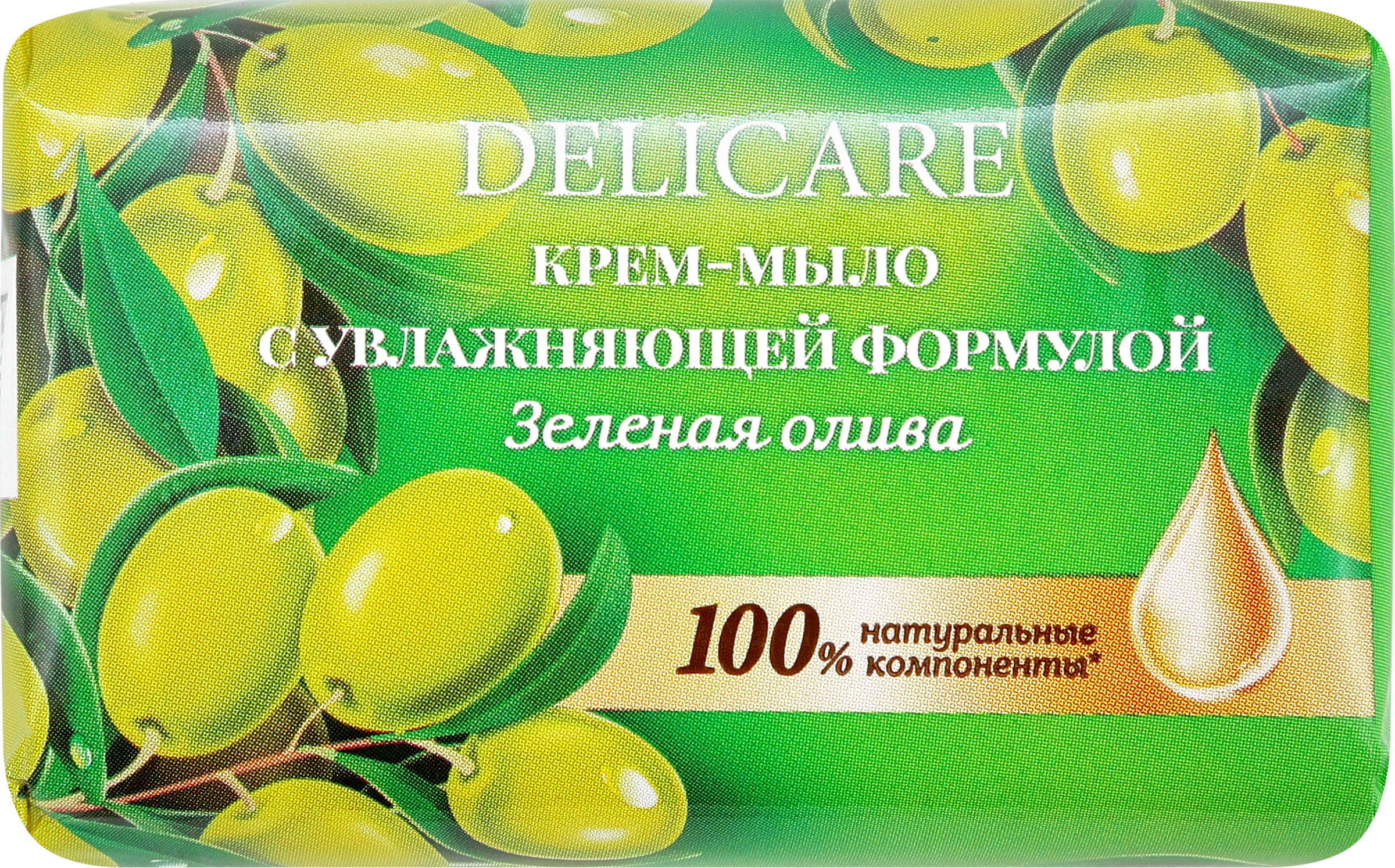 Изображение товара Крем-мыло DELICARE Sensitive care Зеленая олива для увлажнения рук 90г