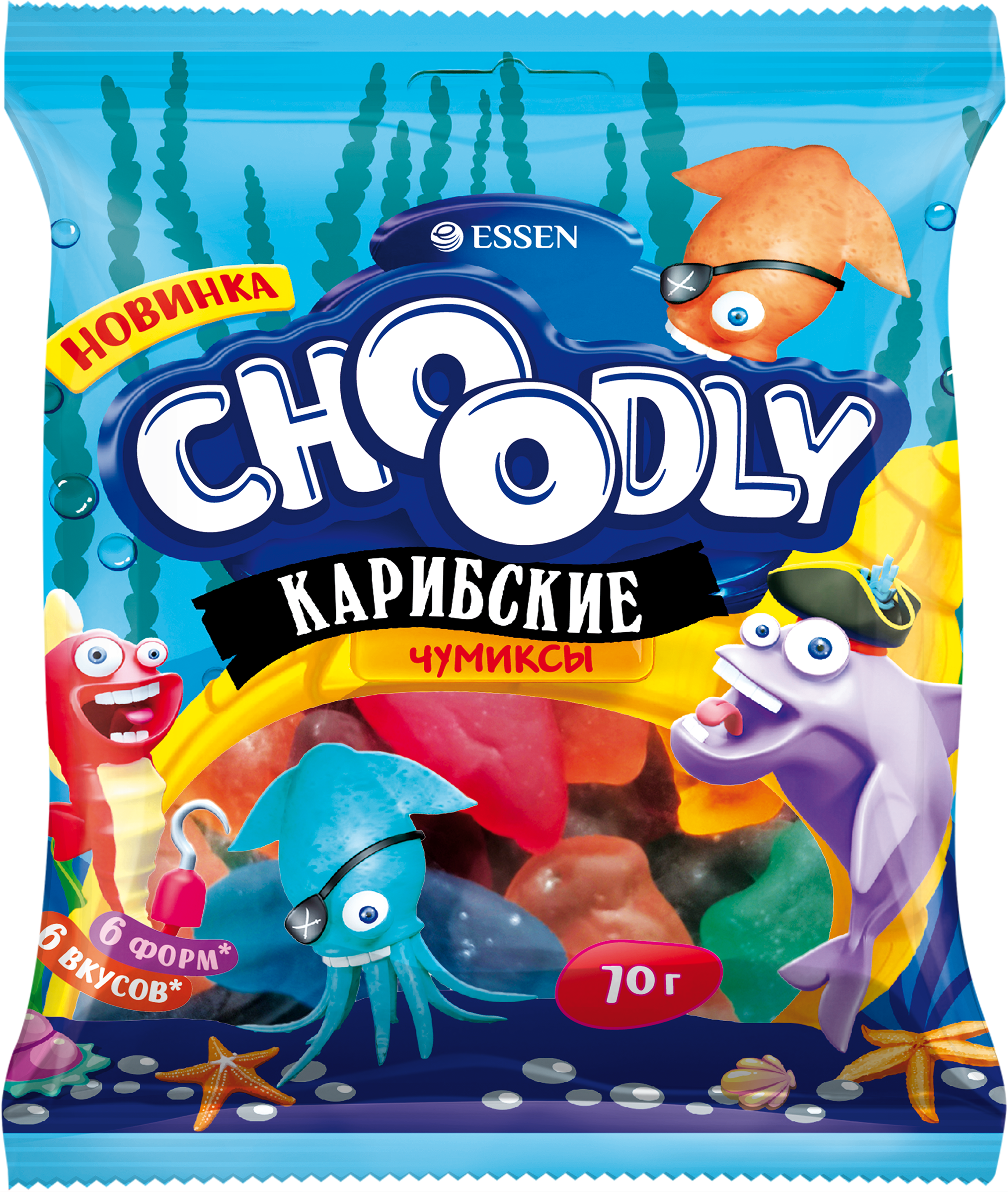 Изображение товара Мармелад жевательный ESSEN Choоdly Карибские чумиксы 70г яркие вкусные формы оригинальный подарок