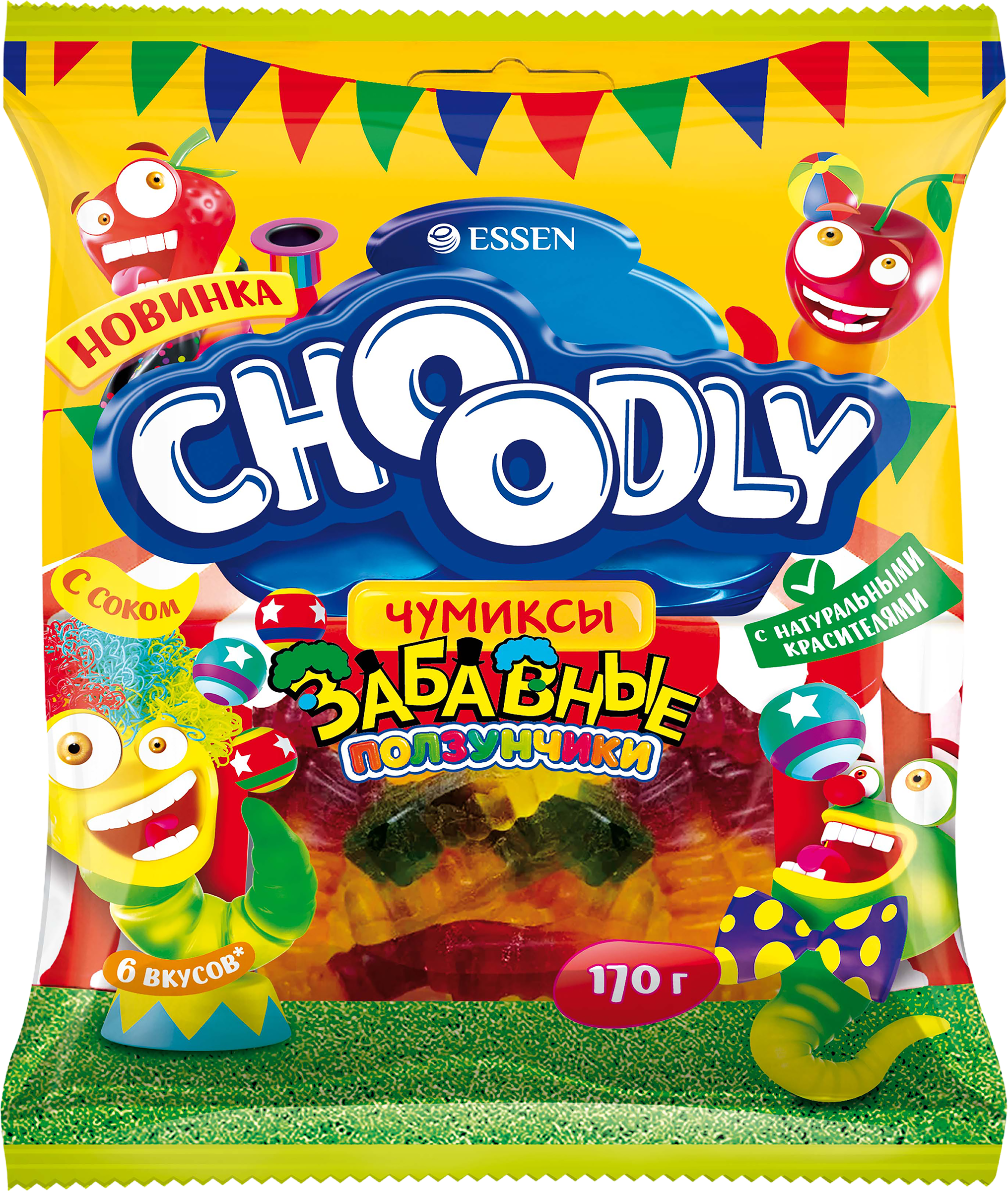 Изображение товара Мармелад жевательный ESSEN Choоdly Забавные ползунчики 170г натуральный и вкусный