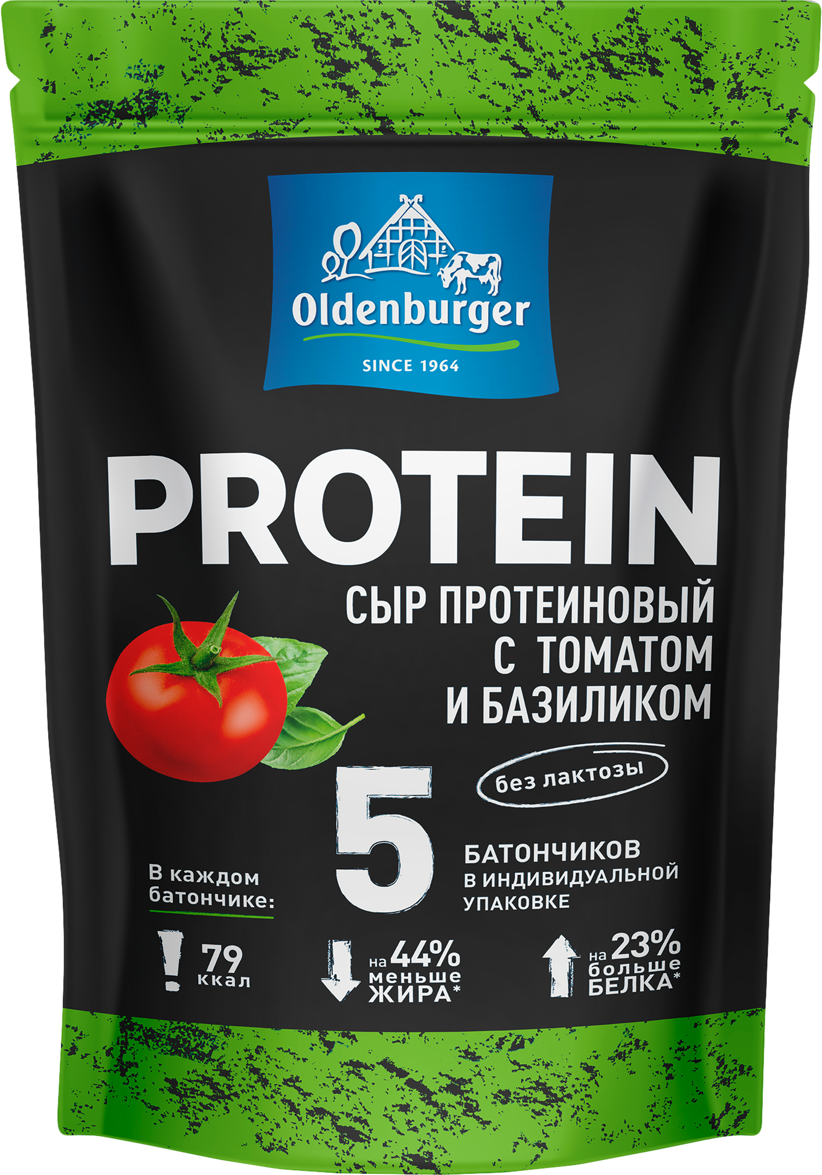Изображение товара Сыр OLDENBURGER протеиновый с томатом и базиликом 30%, без змж, 150г