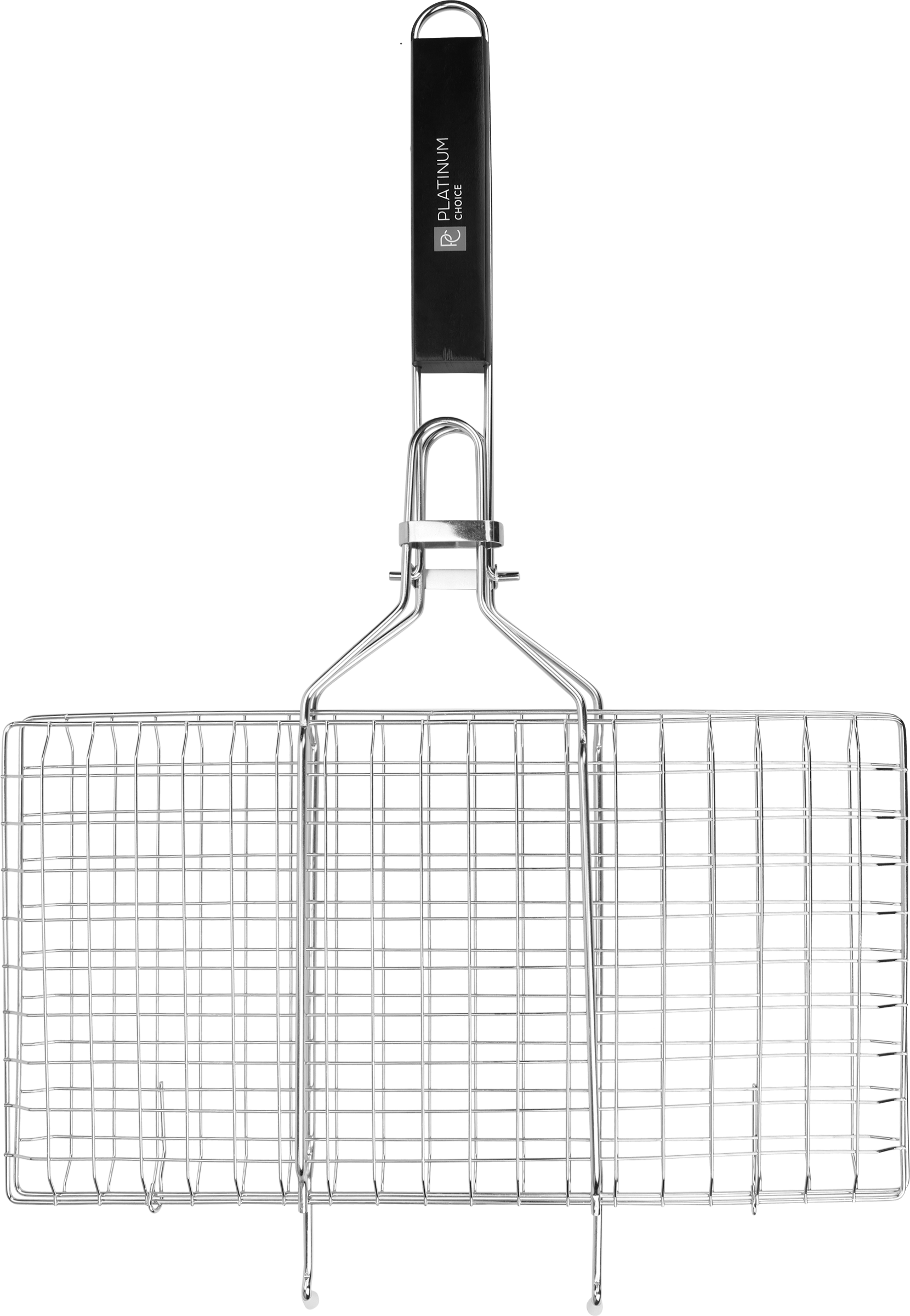 Изображение товара Решетка-гриль PLATINUM CHOICE 22х42(62)х2,5см плоская усиленная со съемной ручкой, нержавеющая сталь со съемной ручкой, Арт. 16120006