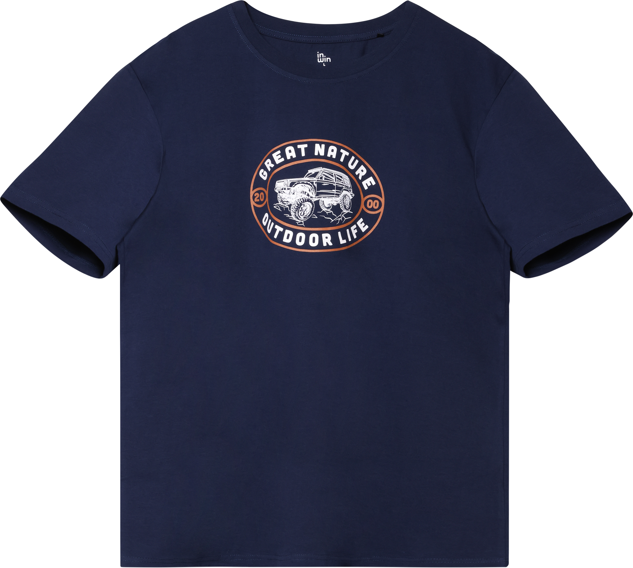 Изображение товара Мужская синяя футболка INWIN из 100 хлопка с коротким рукавом