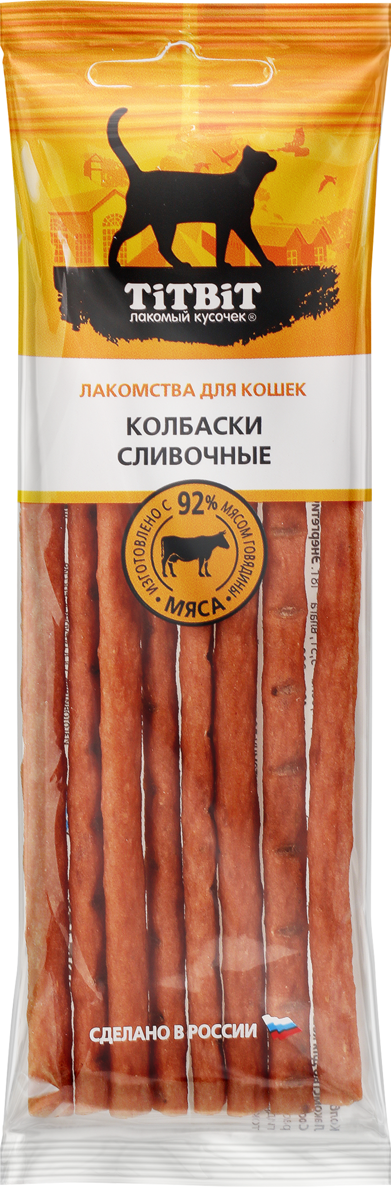 Изображение товара Лакомство для кошек TITBIT Золотая коллекция Колбаски Сливочные 30г