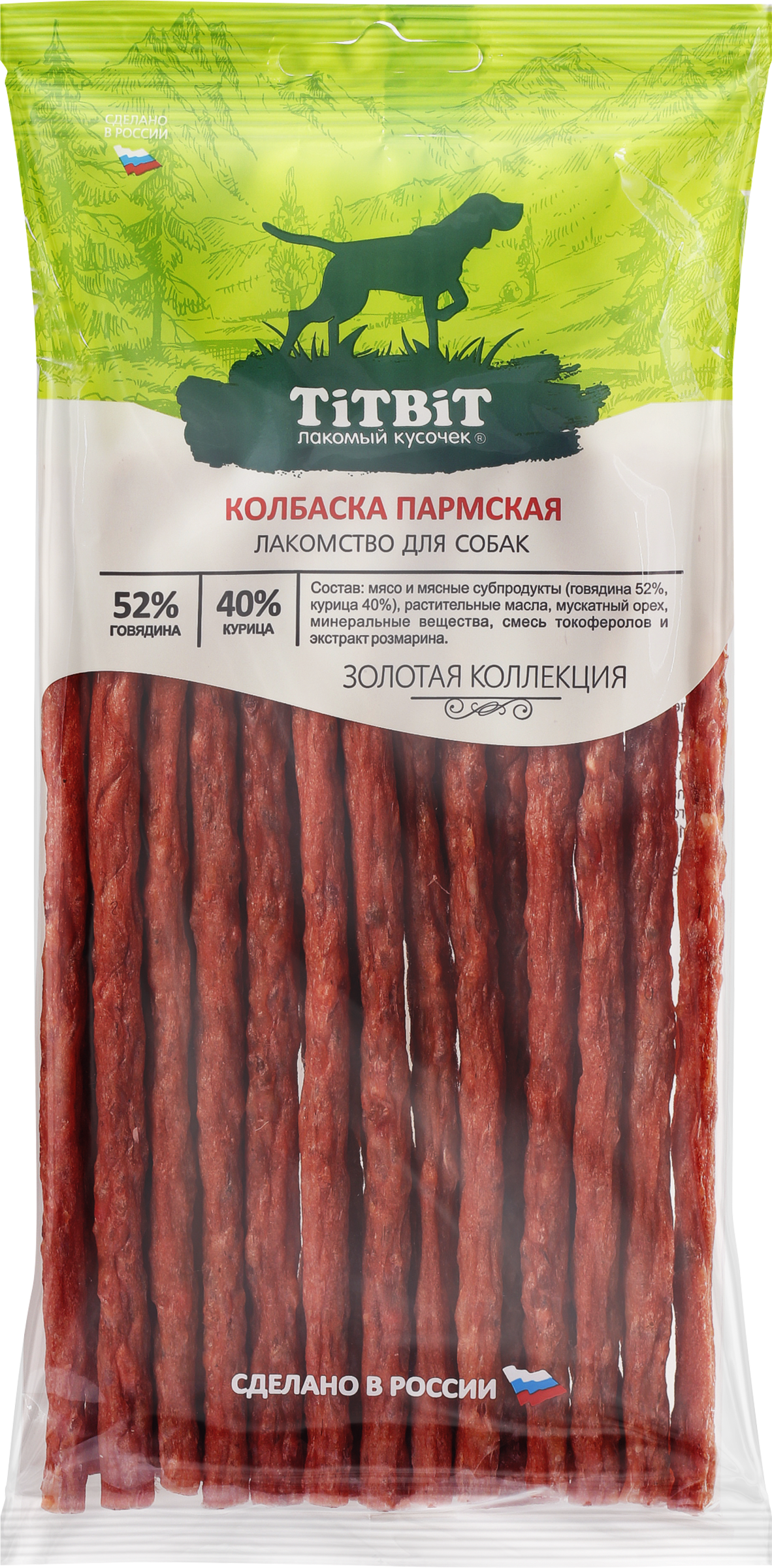 Изображение товара Лакомство для собак TITBIT Золотая коллекция Колбаса Пармская 120г