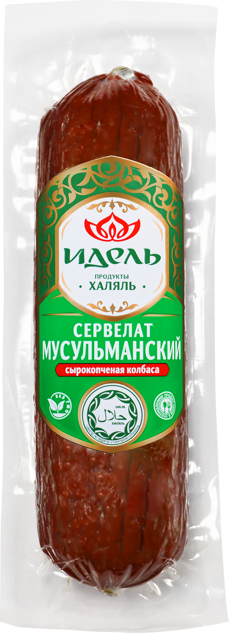 Изображение товара Колбаса сырокопченая ИДЕЛЬ Сервелат Мусульманский, 300г