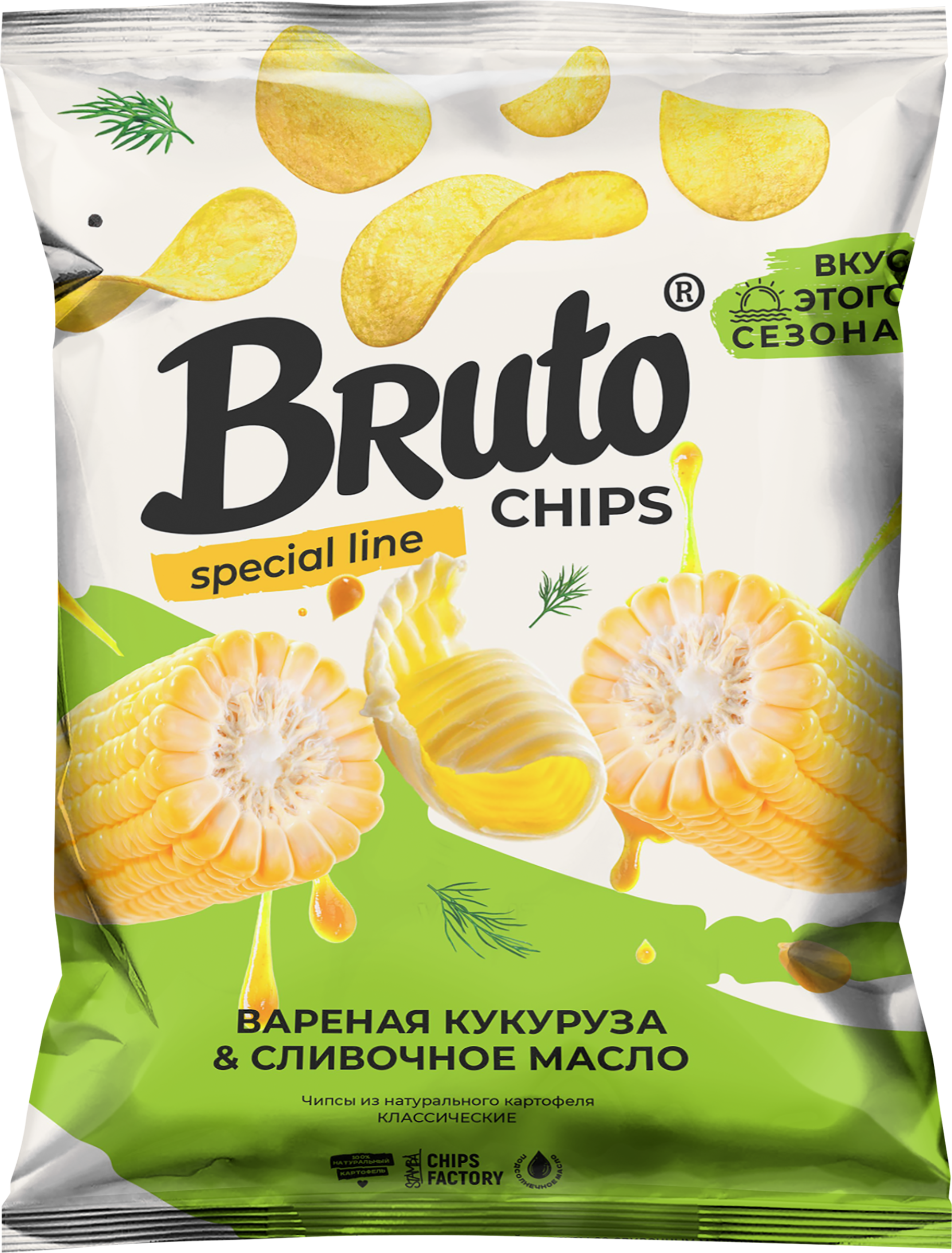 Изображение товара Картофельные чипсы с вкусом кукурузы и сливочного масла BRUTO 100г