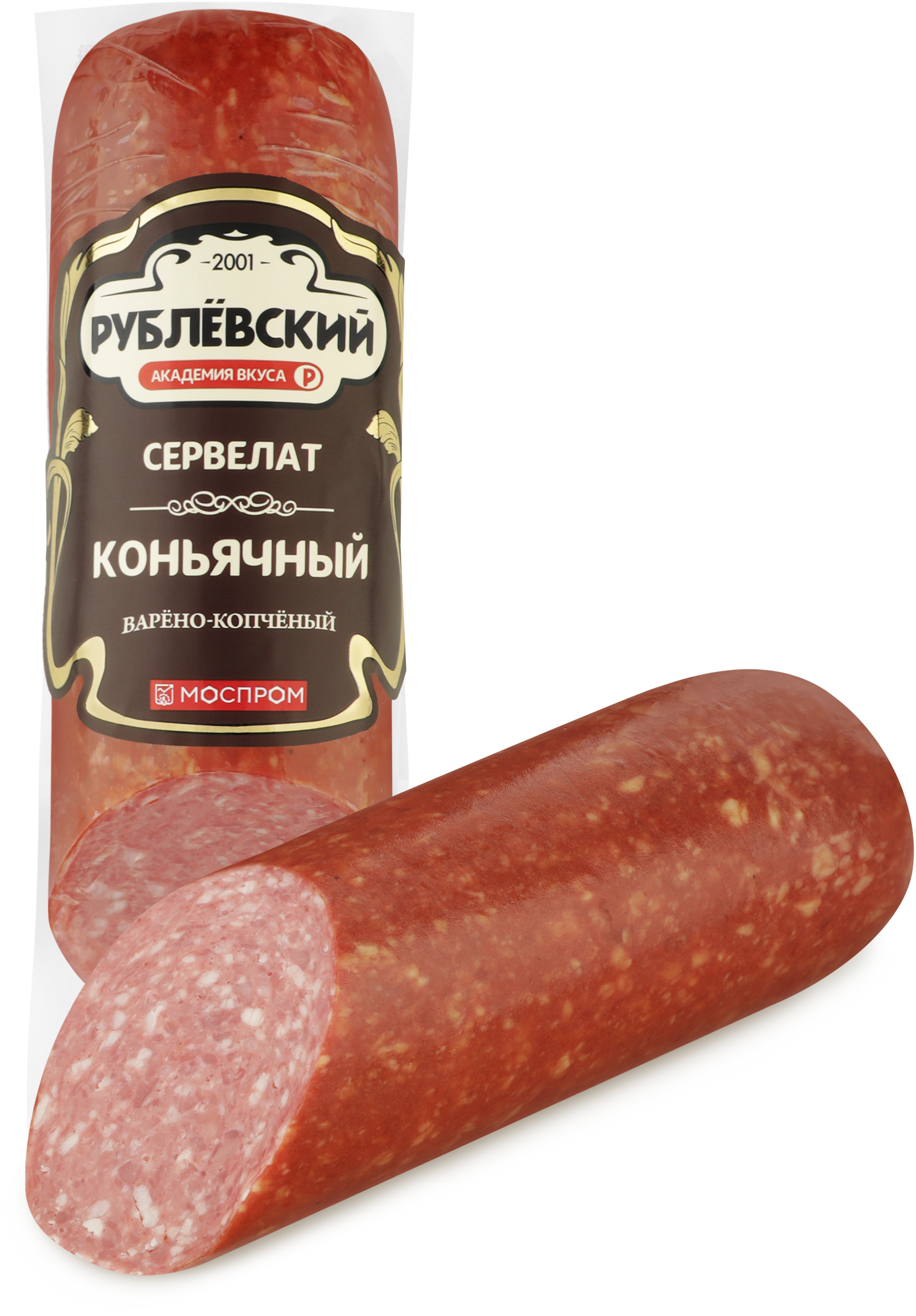 Изображение товара Колбаса копчено-вареная РУБЛЁВСКИЙ Сервелат Коньячный 300г