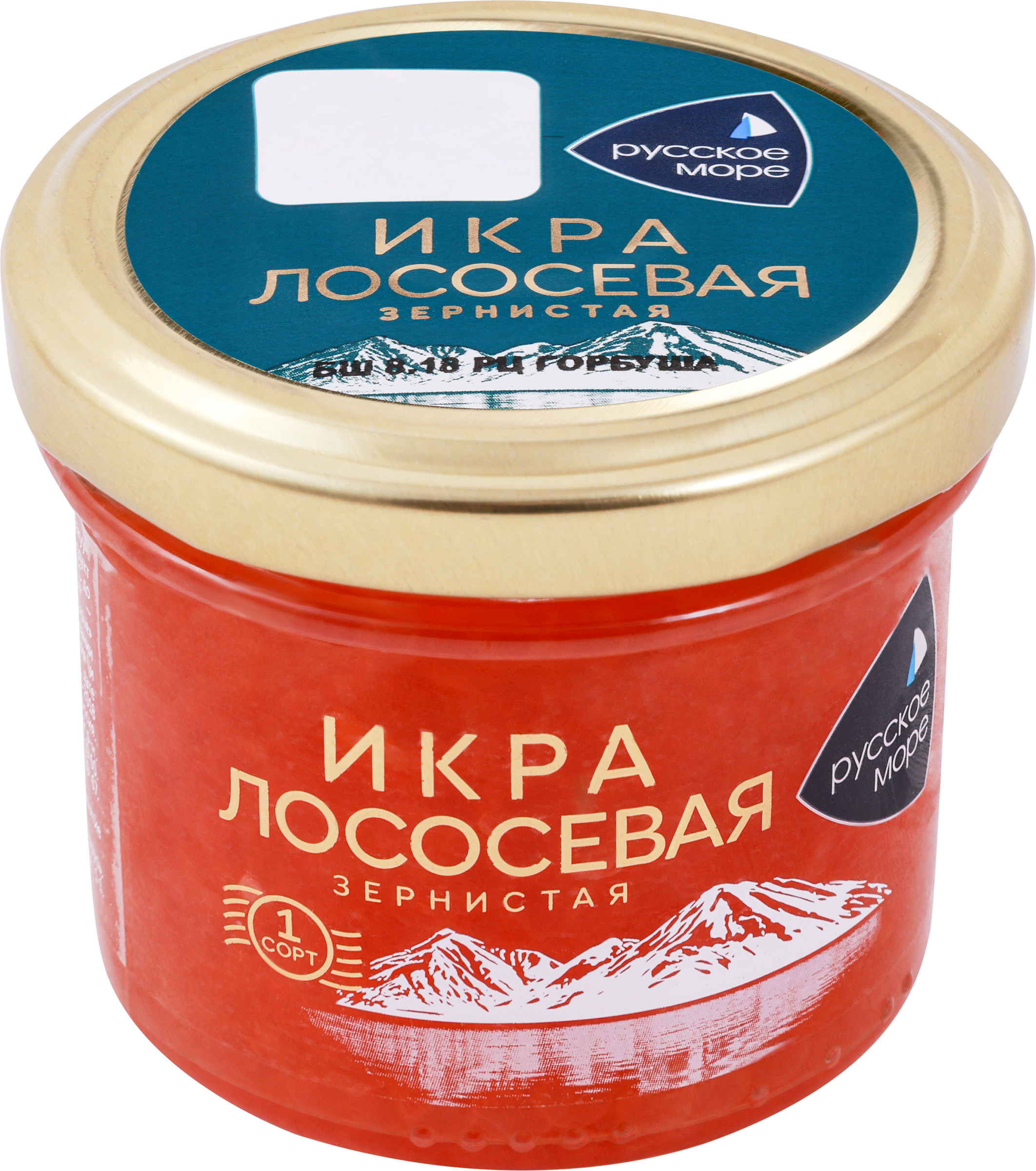 Изображение товара Икра горбуши соленая РУССКОЕ МОРЕ зернистая 95г - натуральный деликатес для закусок и суши