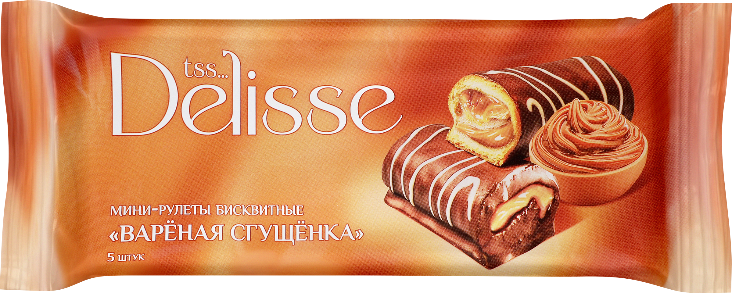 Изображение товара Мини-рулеты бисквитные DELISSE с начинкой вареная сгущенка 175г