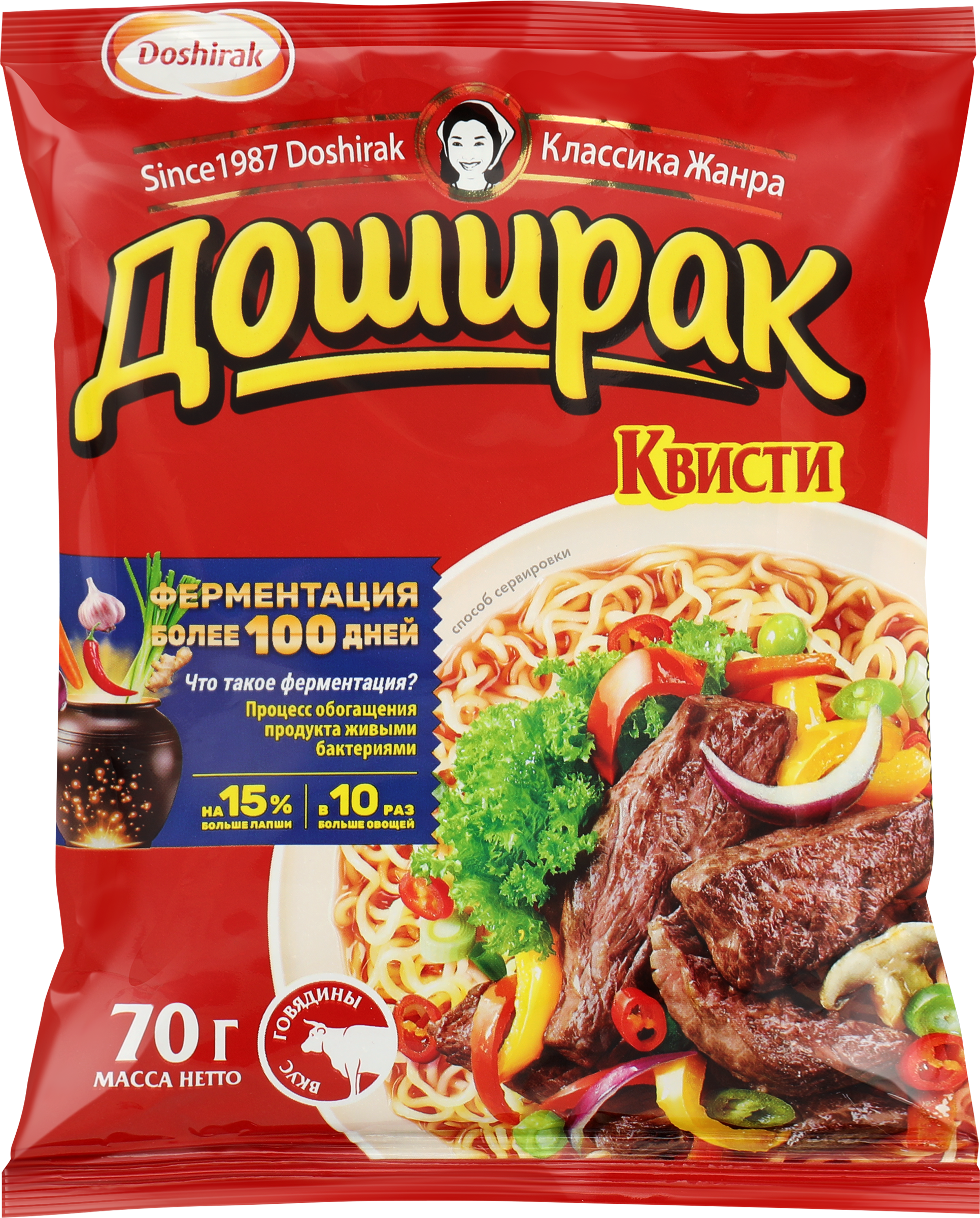 Изображение товара Лапша DOSHIRAK Квисти со вкусом говядины, 70г